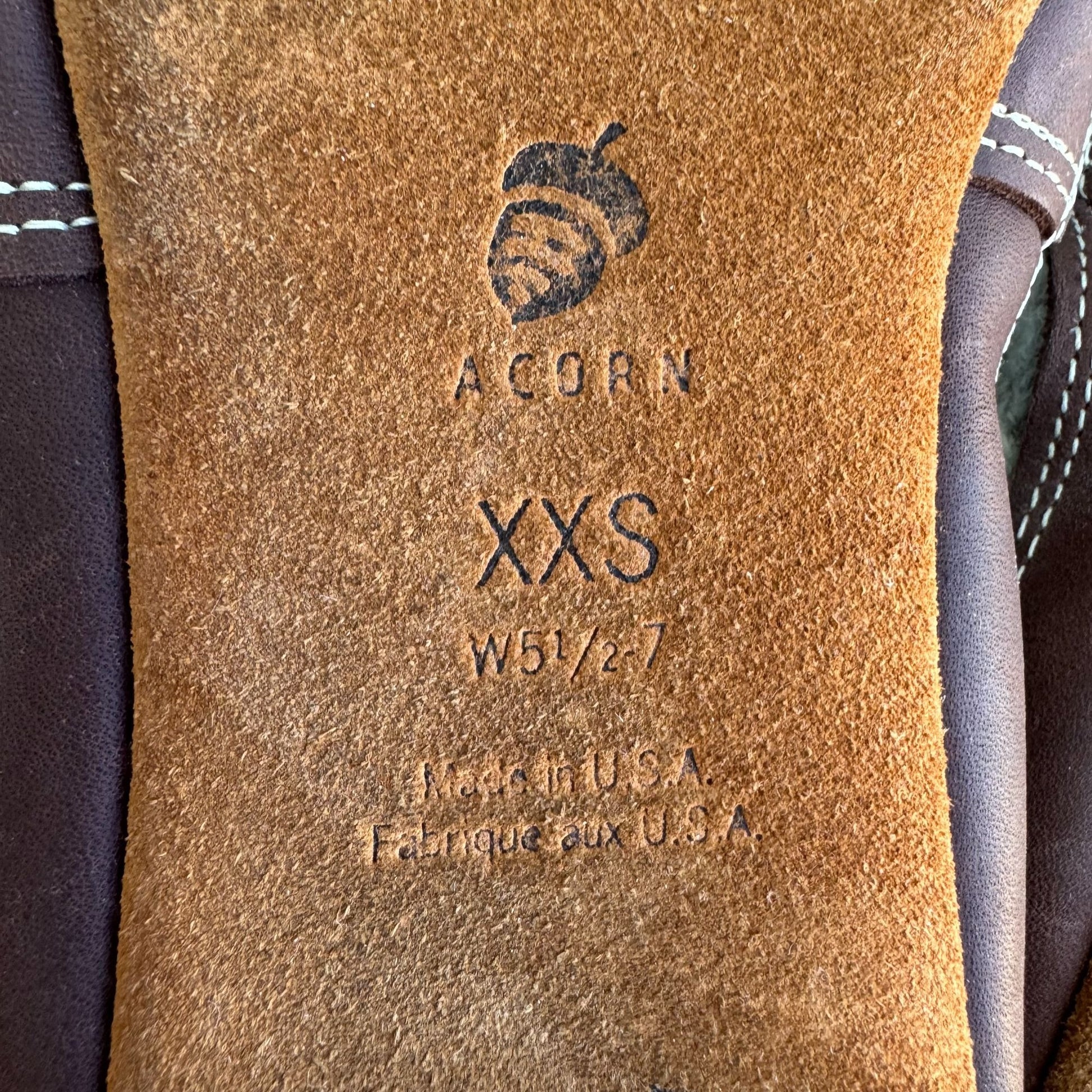 Acorn Original Slipper Socks Grey Ragg Wool-Blend XXS Leather Sole Cloud Cushion