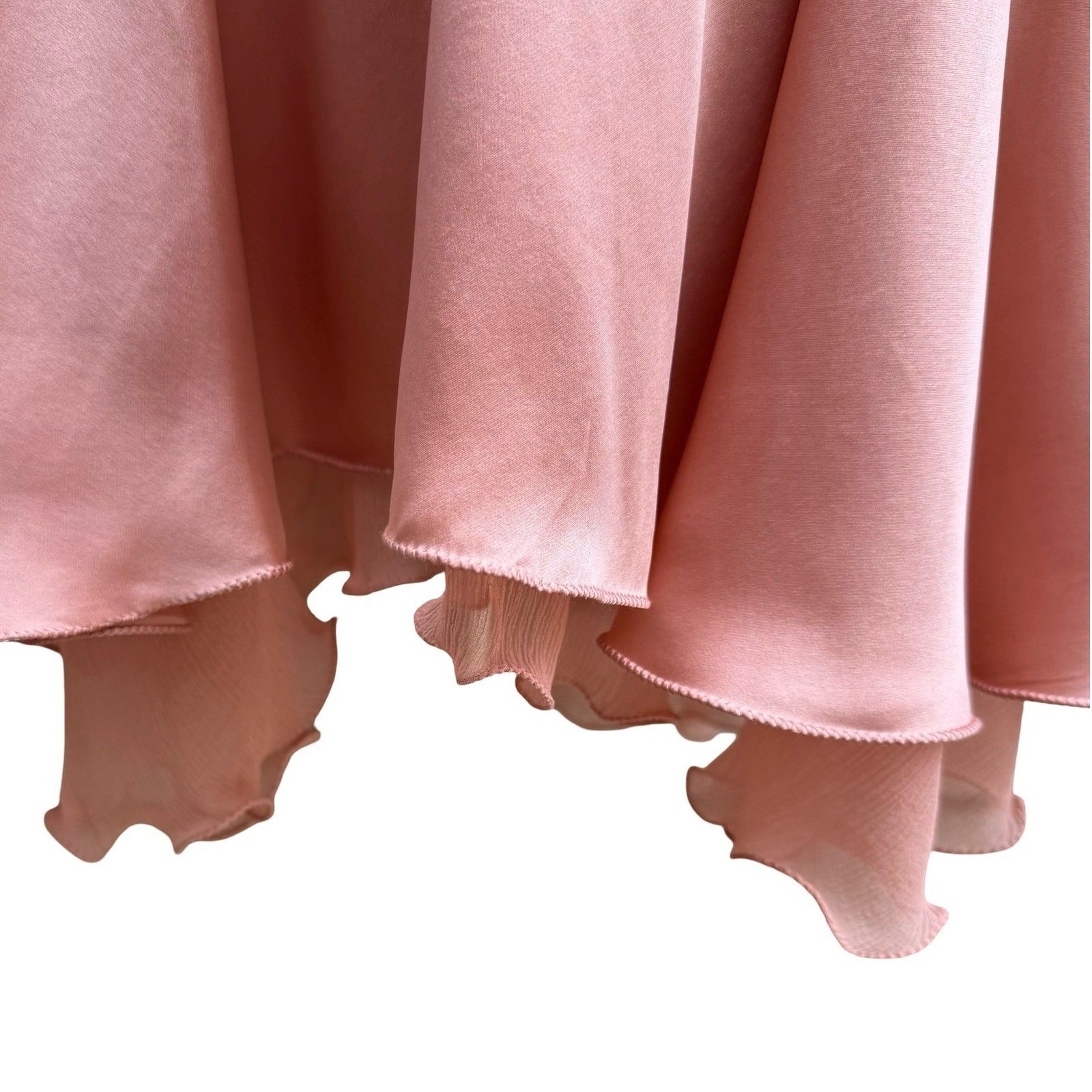BGN First Y2K 100% Silk Coquette Ruffle Asymmetric Hem Fairy Slip Dress 4 NEW