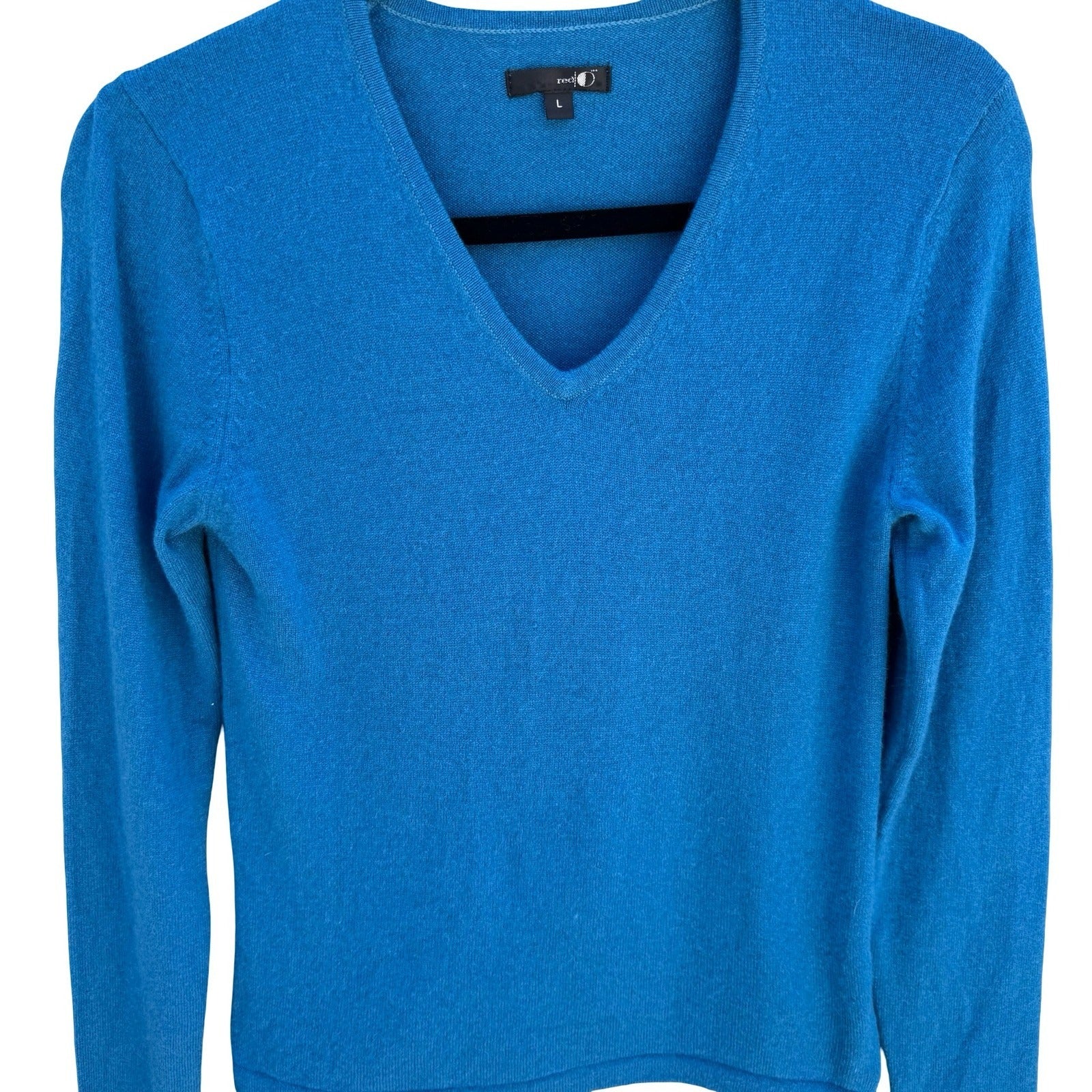 Red Hot Cashmere V-Neck Sweater Teal Luxury Womens S Minimalist Quiet Luxury