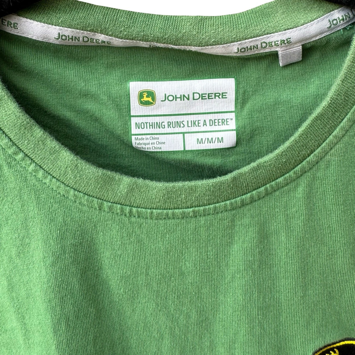 John Deere Embroidered Logo Farming Workwear Long Sleeve T-Shirt Green Mens M