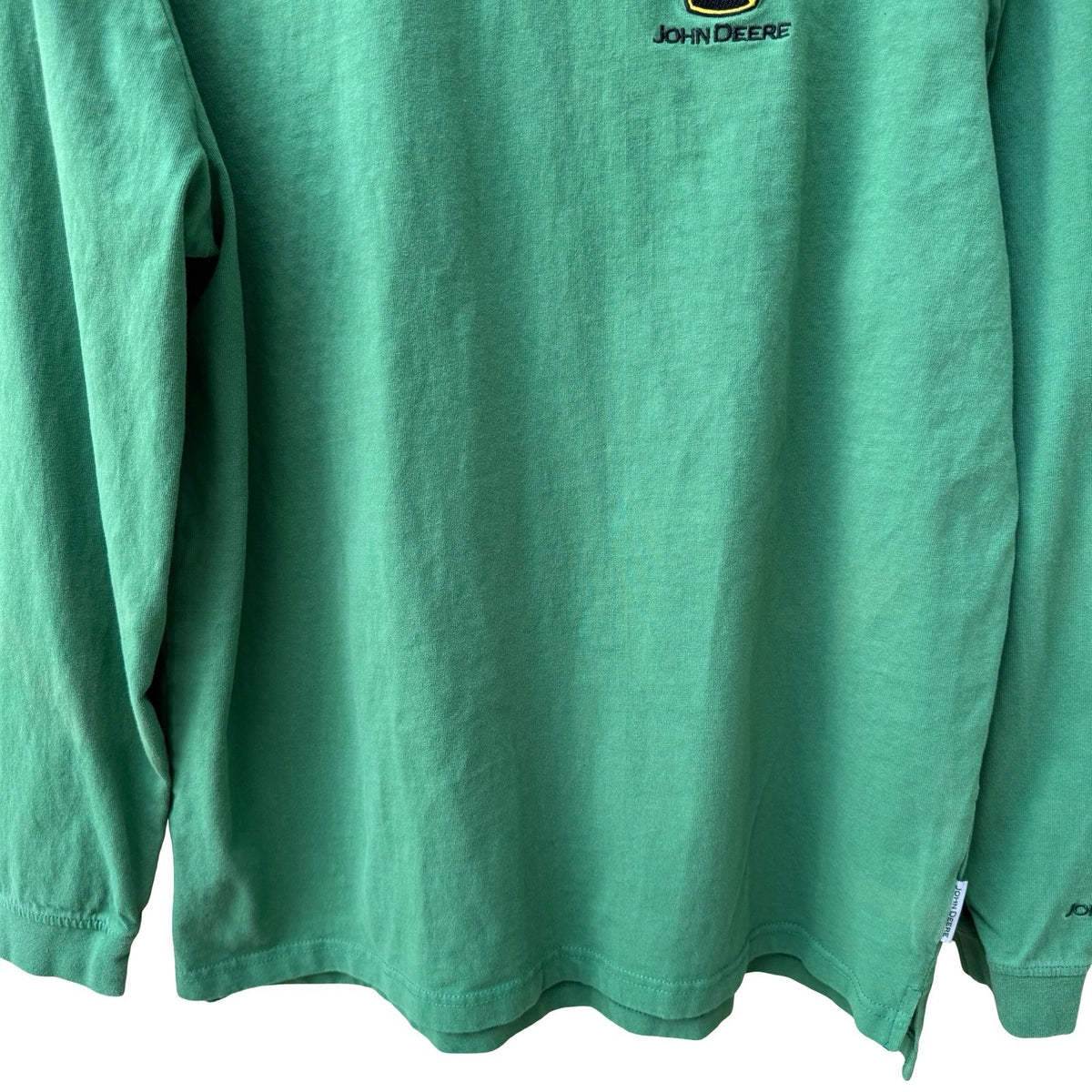 John Deere Embroidered Logo Farming Workwear Long Sleeve T-Shirt Green Mens M