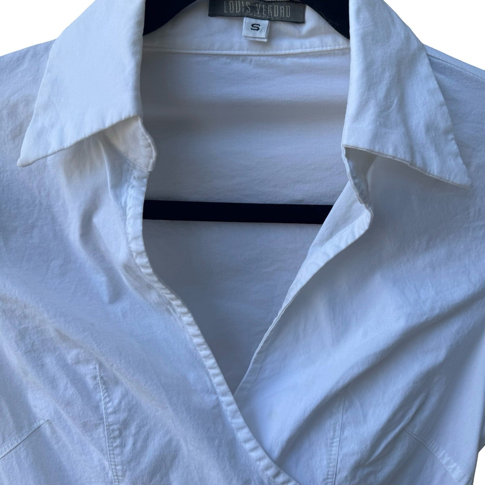 Louis Verdad Y2K Minimalist Tailored Preppy Chic Cotton Wrap Shirt Tie Waist S