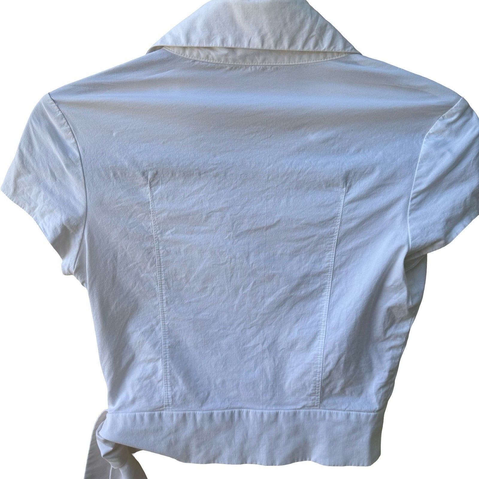Louis Verdad Y2K Minimalist Tailored Preppy Chic Cotton Wrap Shirt Tie Waist S