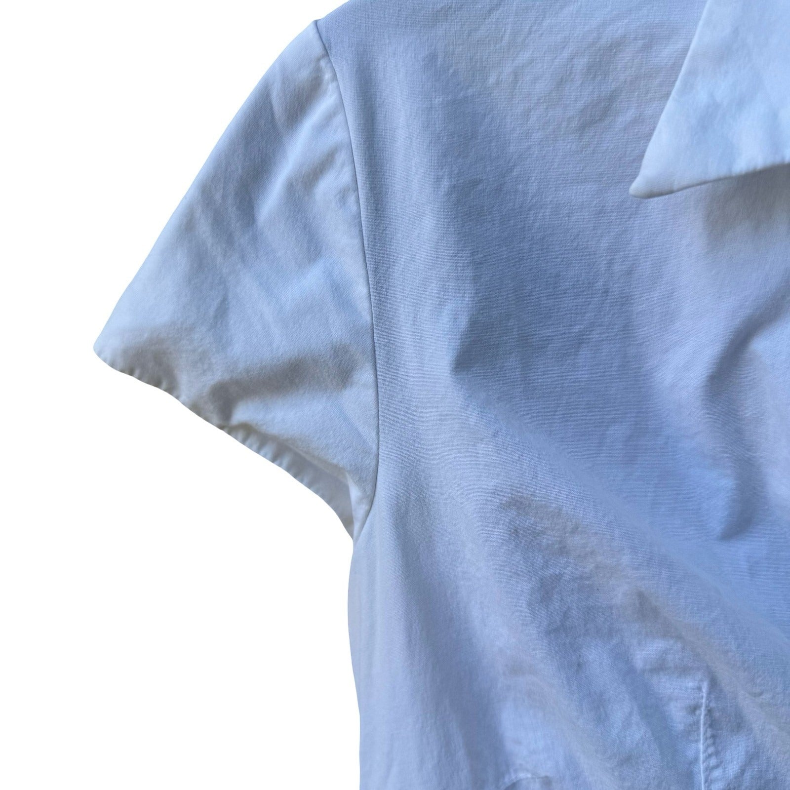 Louis Verdad Y2K Minimalist Tailored Preppy Chic Cotton Wrap Shirt Tie Waist S