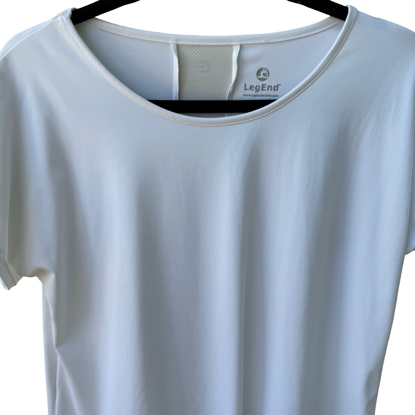 LegEnd Activewear Workout Scoop Neck Mesh Back Breathable Wicking Shirt White L
