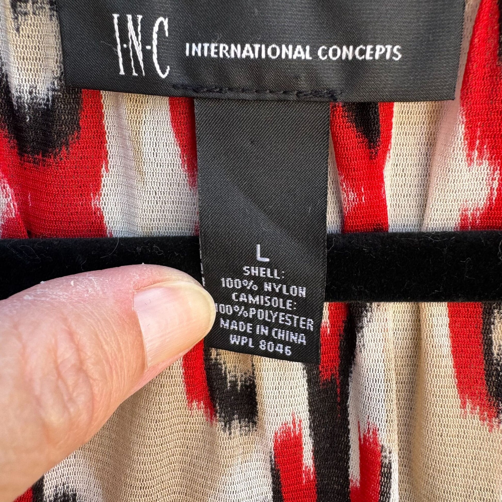 INC Womens Multicolor Print 3/4 Sleeves & Split Neck Two Piece Blouse Tank Set L