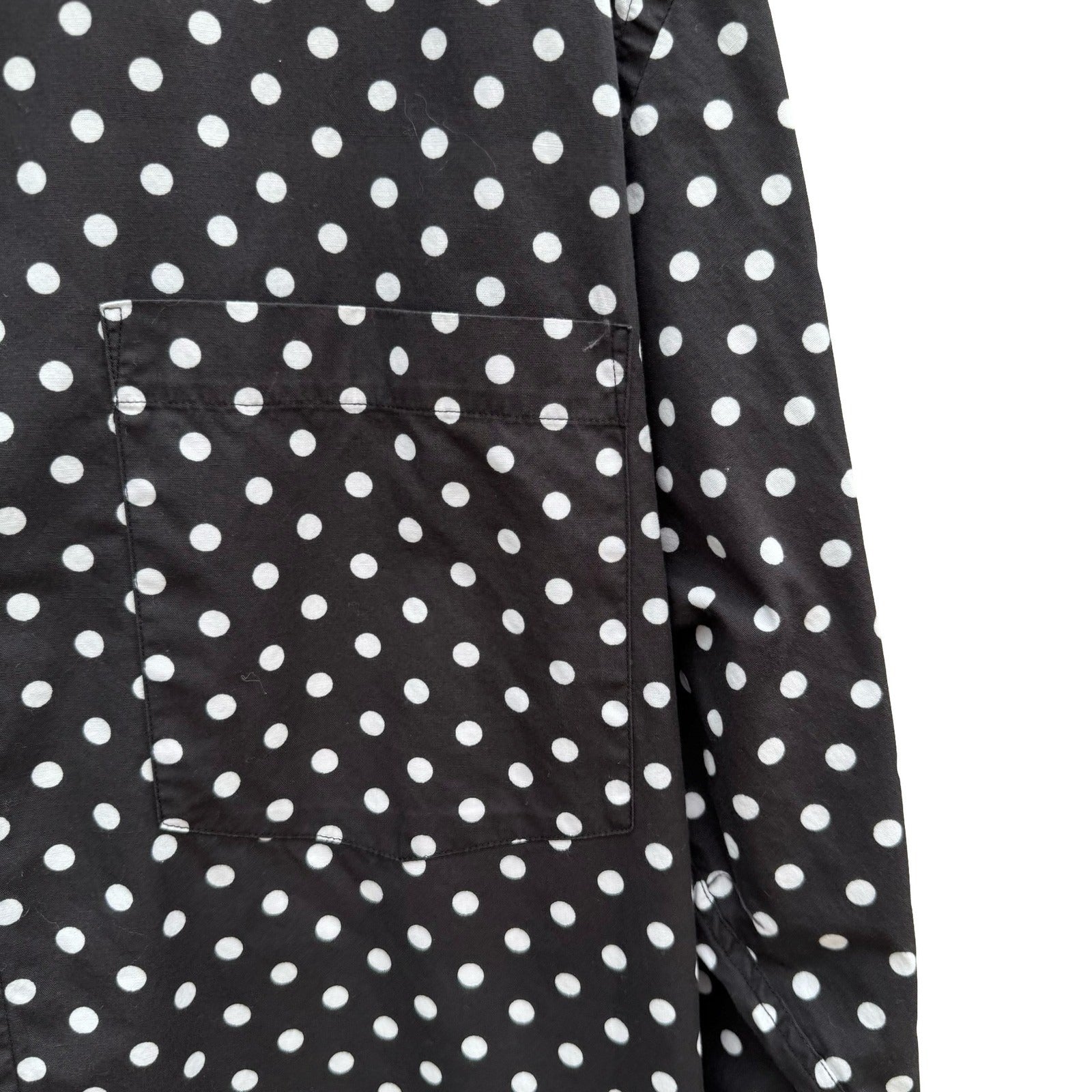 Gap Vintage 90s Mens Polka Dot Button Down Shirt Black White Long Sleeve XXL