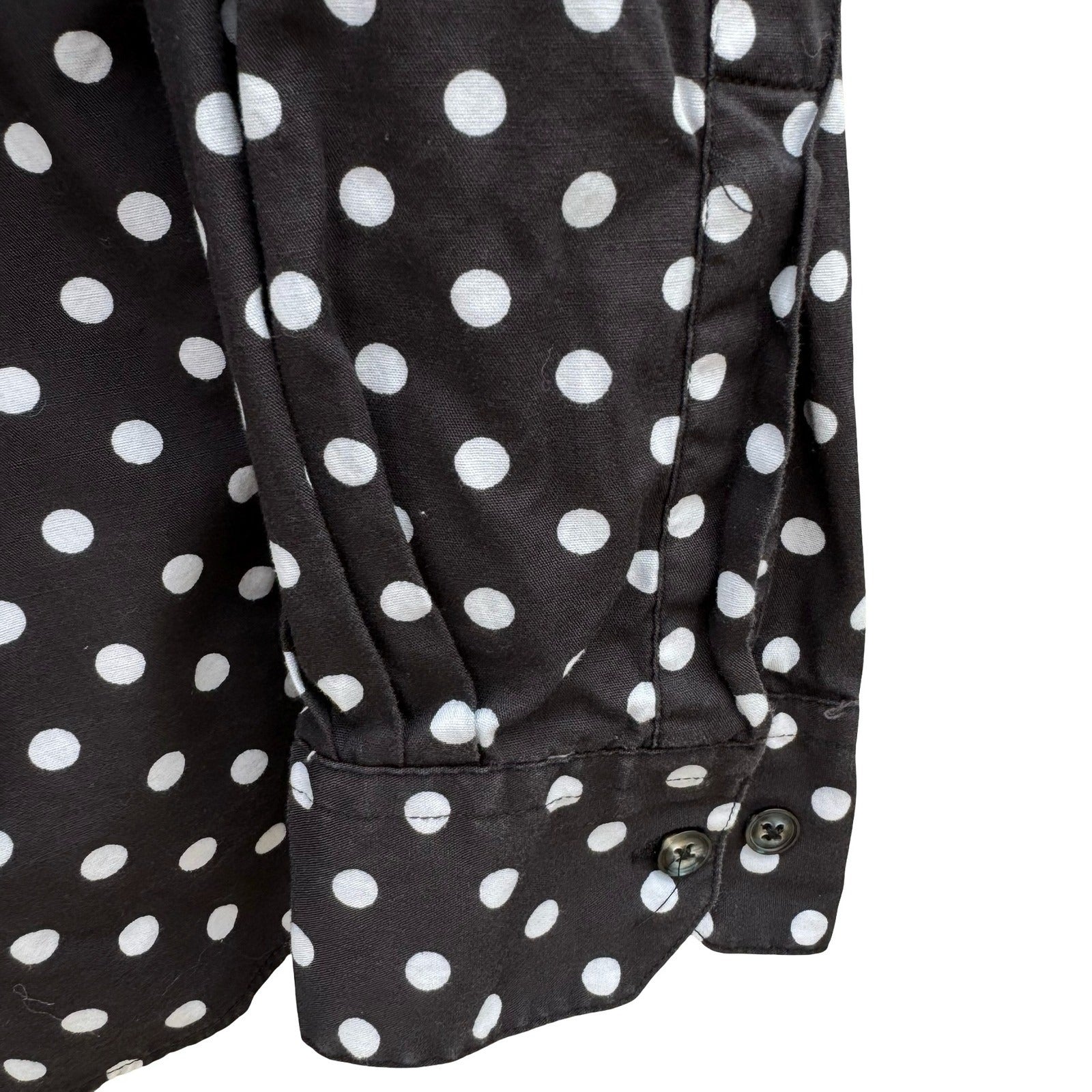 Gap Vintage 90s Mens Polka Dot Button Down Shirt Black White Long Sleeve XXL