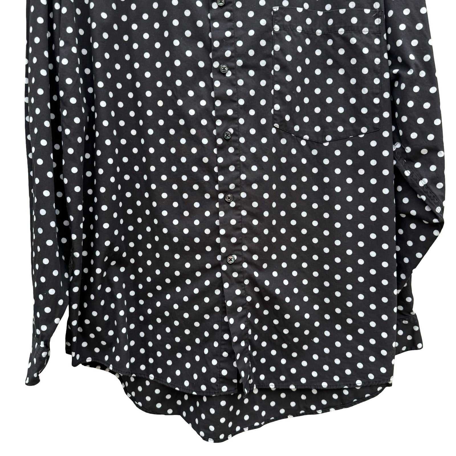 Gap Vintage 90s Mens Polka Dot Button Down Shirt Black White Long Sleeve XXL