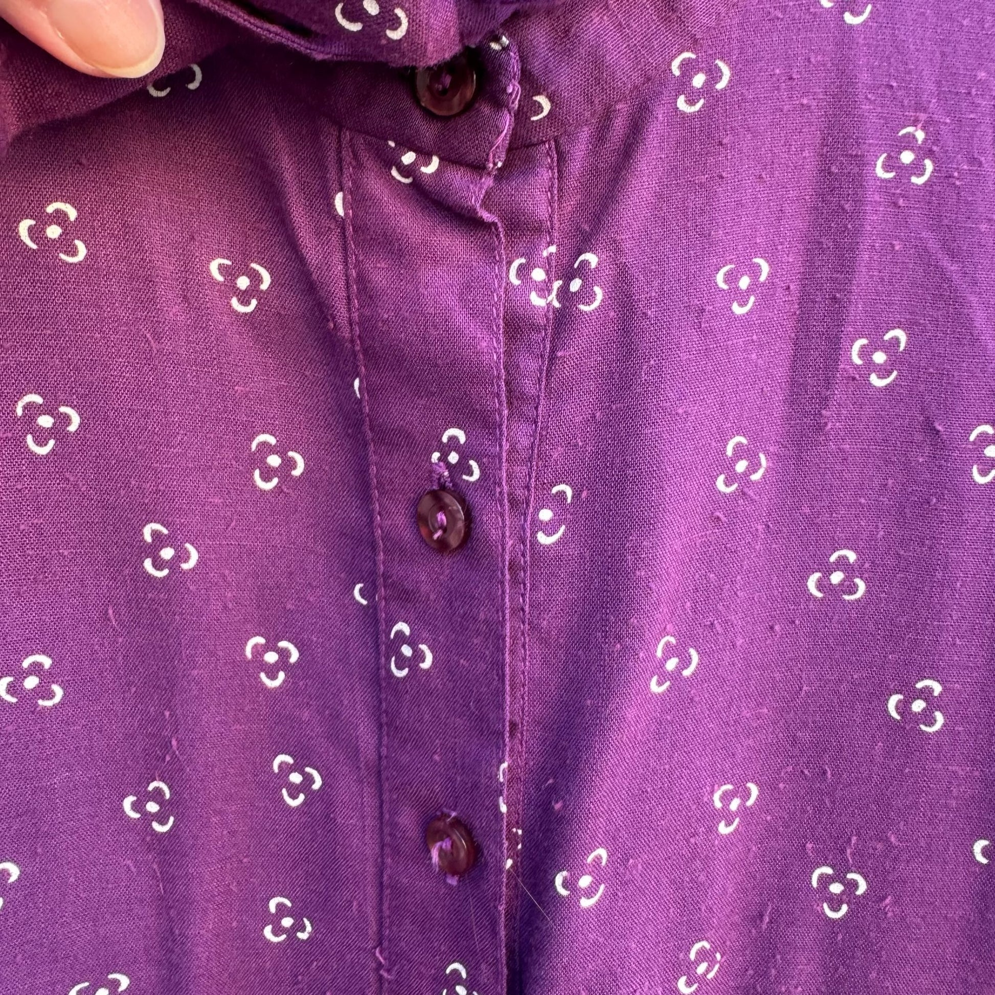 Robbie Bee Vintage Purple Midi Pleated Dress Tie Belt Prairie Floral Cottage L