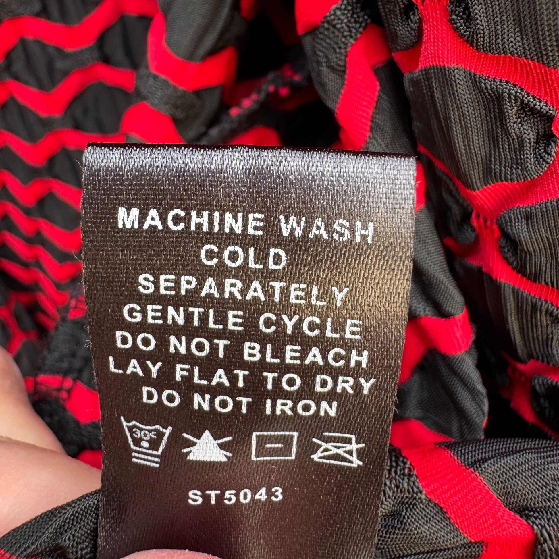 Peck & Peck Red Black Textured Open Front Wavy Ruched Sleeve Blazer Jacket M