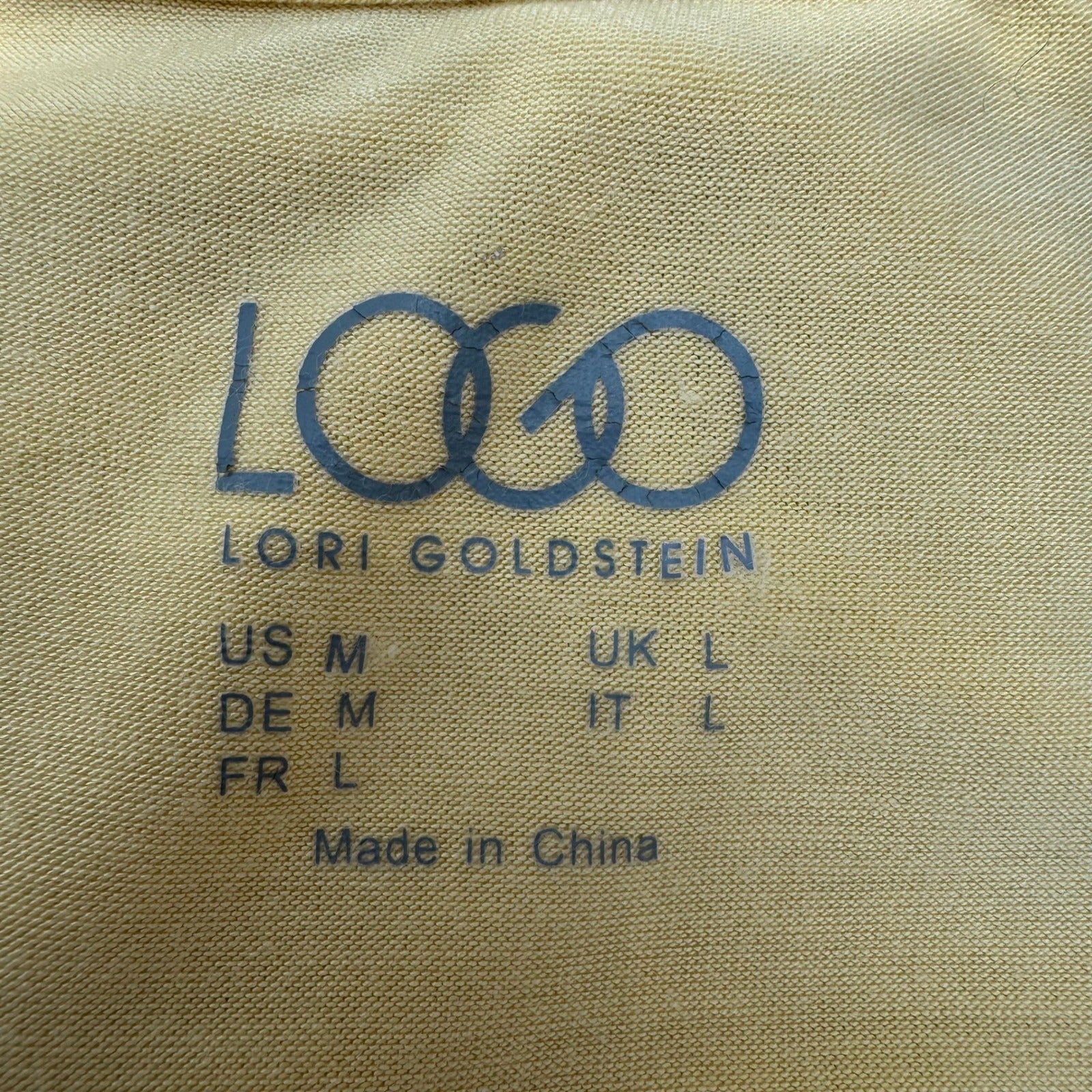 LOGO Lori Goldstein Boho Yellow Flowy Sharkbite Tunic 3/4 Sleeve M Lagenlook