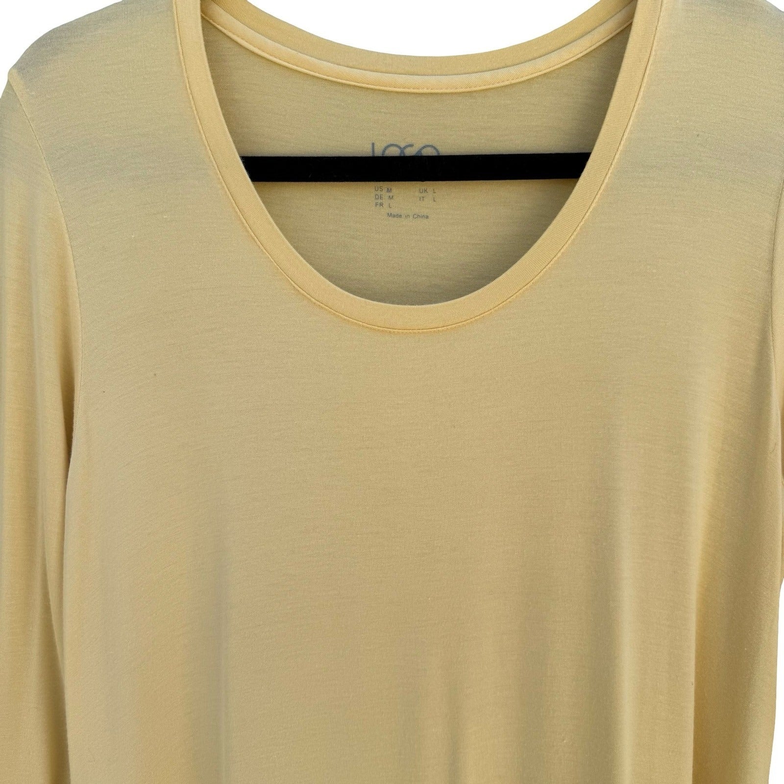 LOGO Lori Goldstein Boho Yellow Flowy Sharkbite Tunic 3/4 Sleeve M Lagenlook