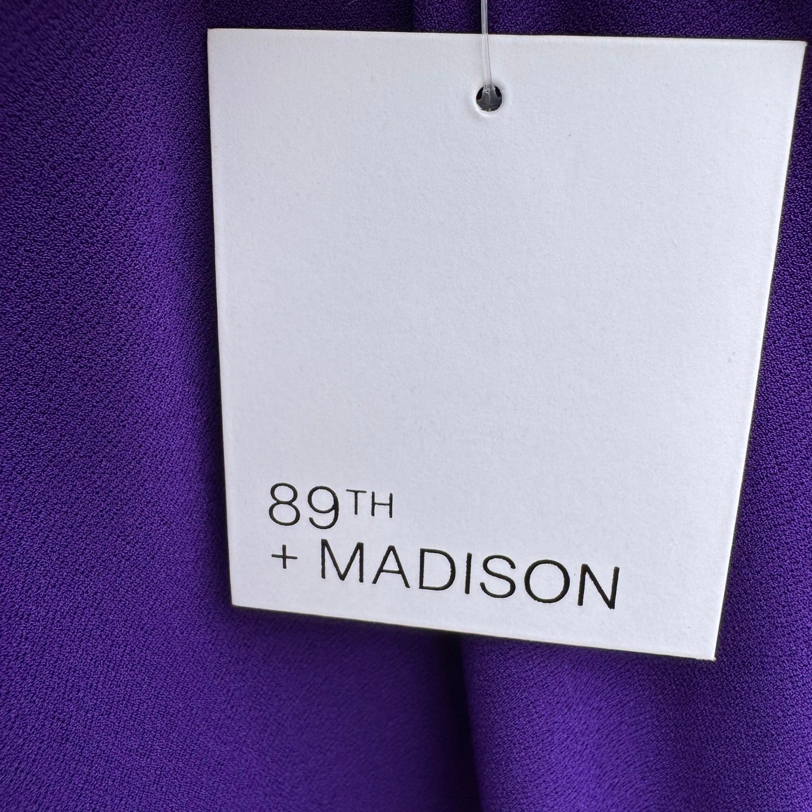 89th + Madison Purple V-Neck Short Sleeve Blouse Toggle Detail Large NEW Office