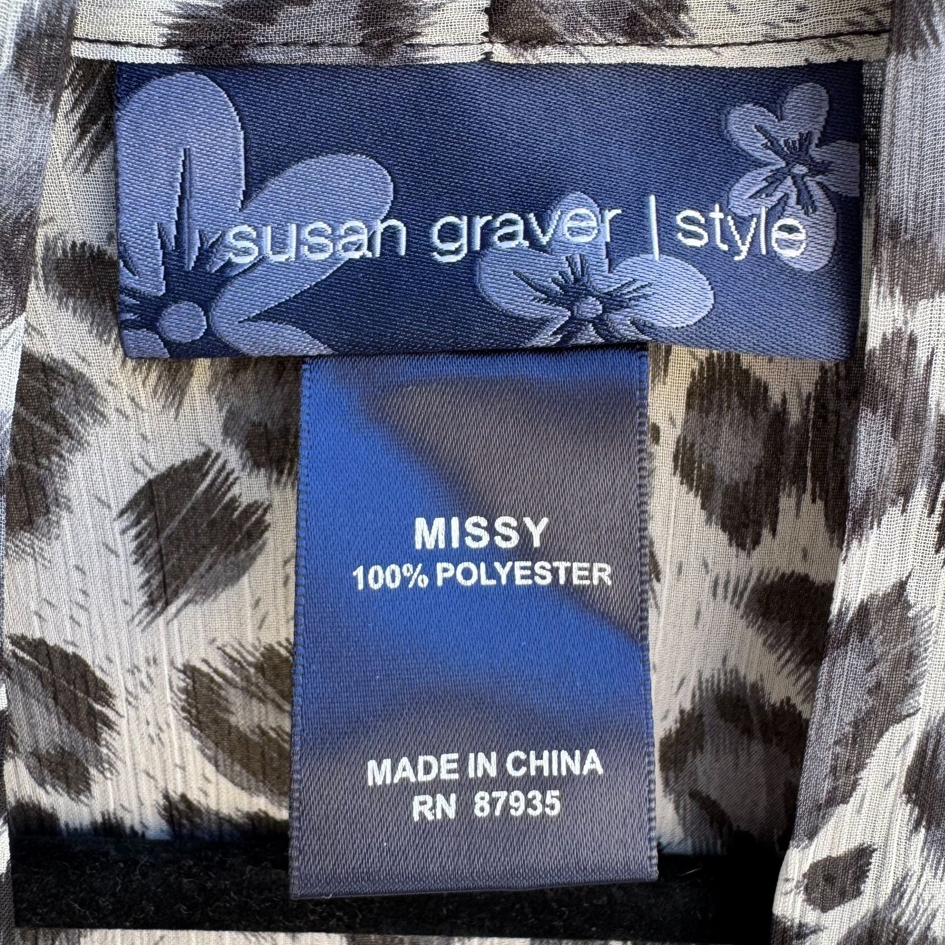 Susan Graver Style Womens Black Kimono Leopard Print Semi Sheer Duster Cardigan