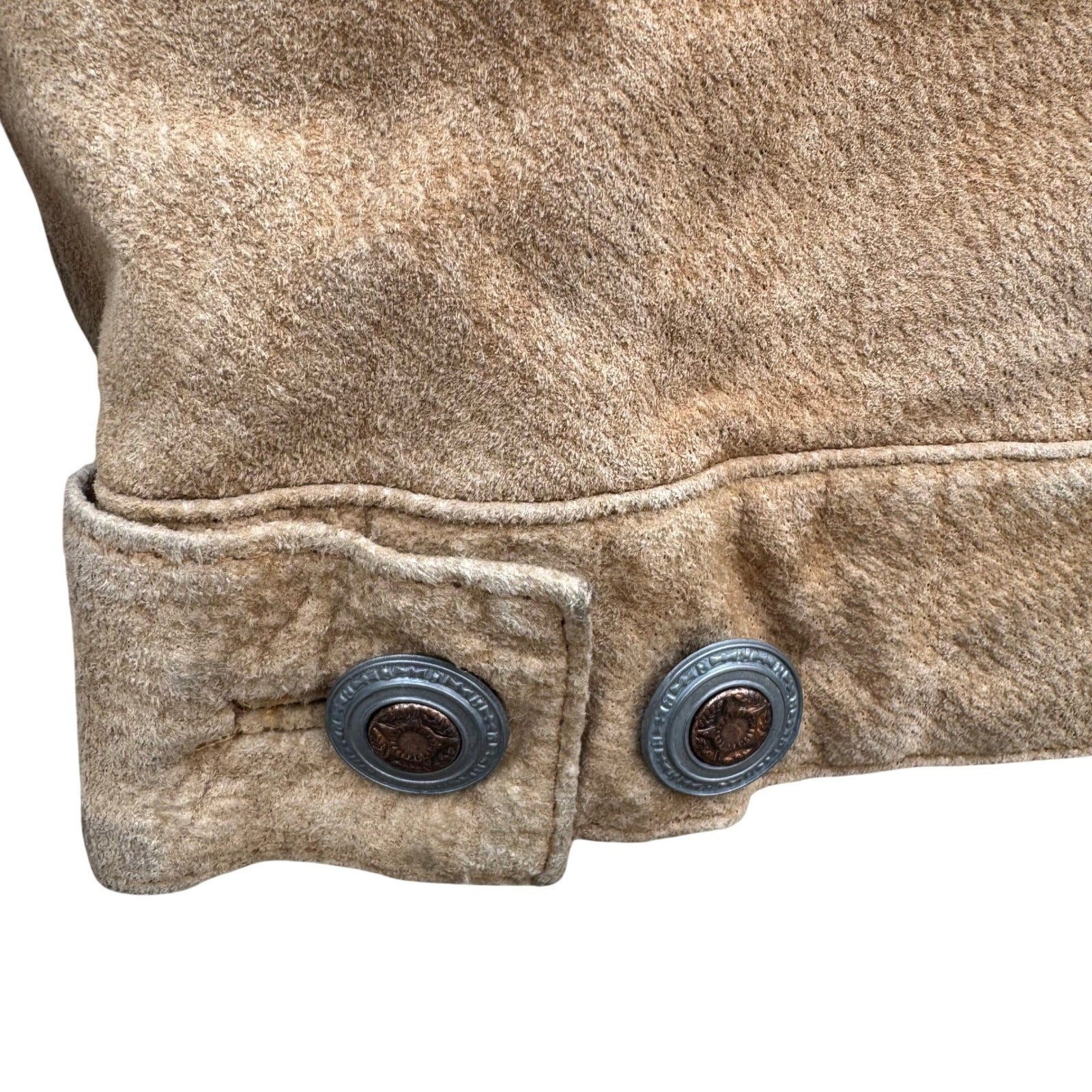 Lizwear Vintage Tan Suede Leather Fringe Western Jacket Womens M Rodeo Festival