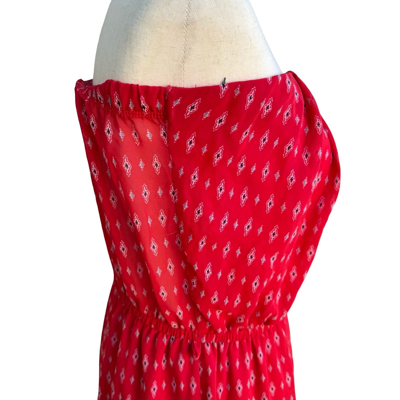 Iris Strapless Boho Festival Beach Resortwear Wide Leg Jumpsuit Red XL Summer