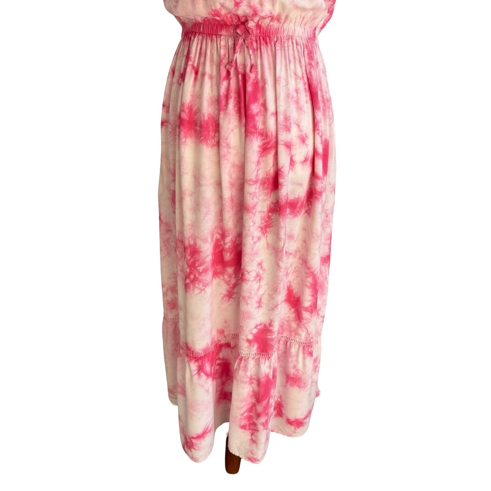 Cat & Jack Pink Tie Dye Maxi Dress Boho Beach Festival Airy Hippie Resortwear XL