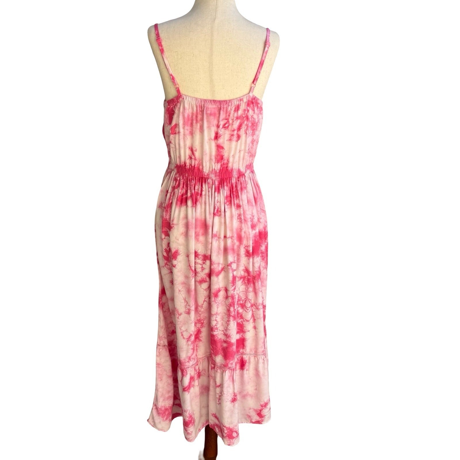 Cat & Jack Pink Tie Dye Maxi Dress Boho Beach Festival Airy Hippie Resortwear XL