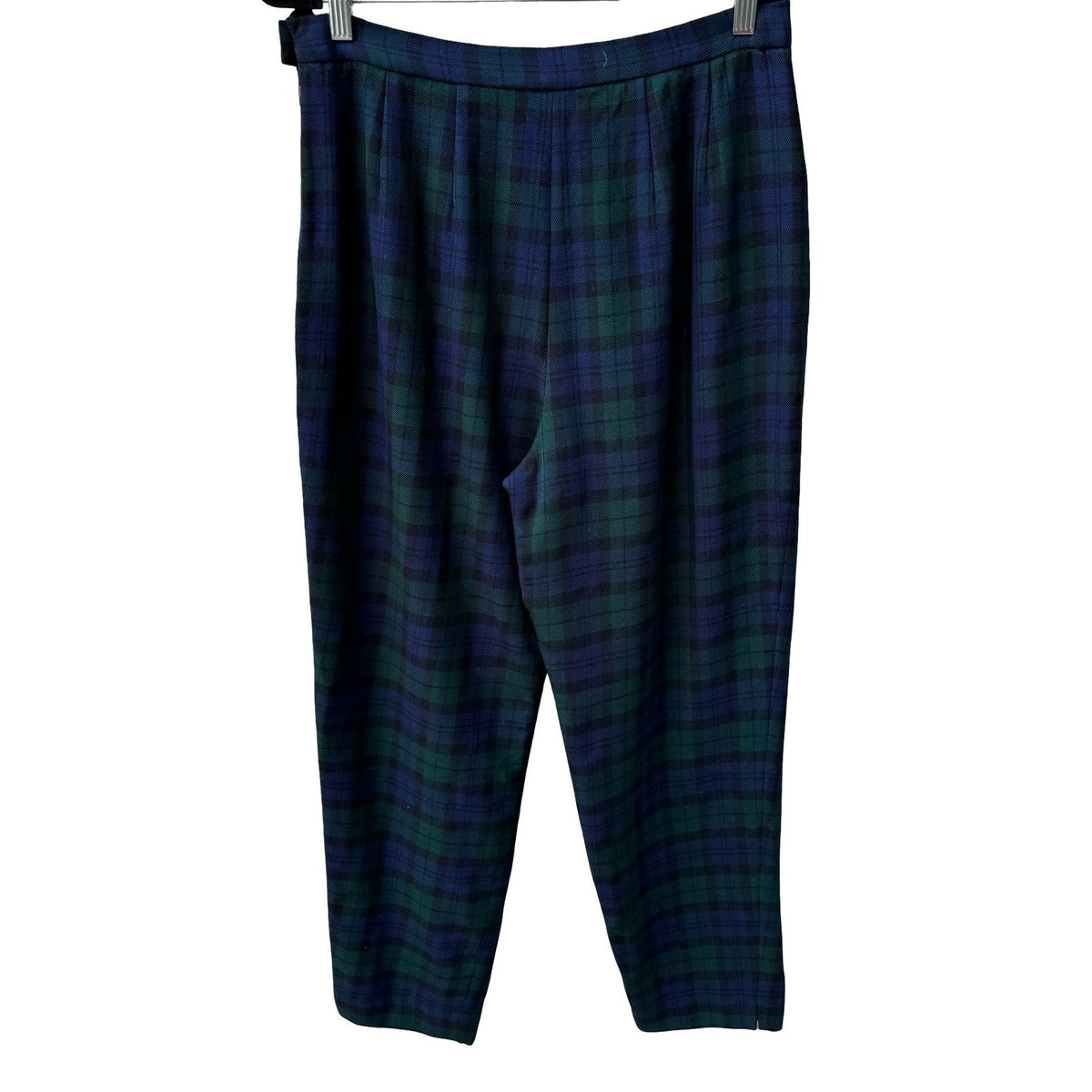 Pendleton Vintage Preppy Black Watch Plaid Wool Twee Tapered Trousers Blue 14
