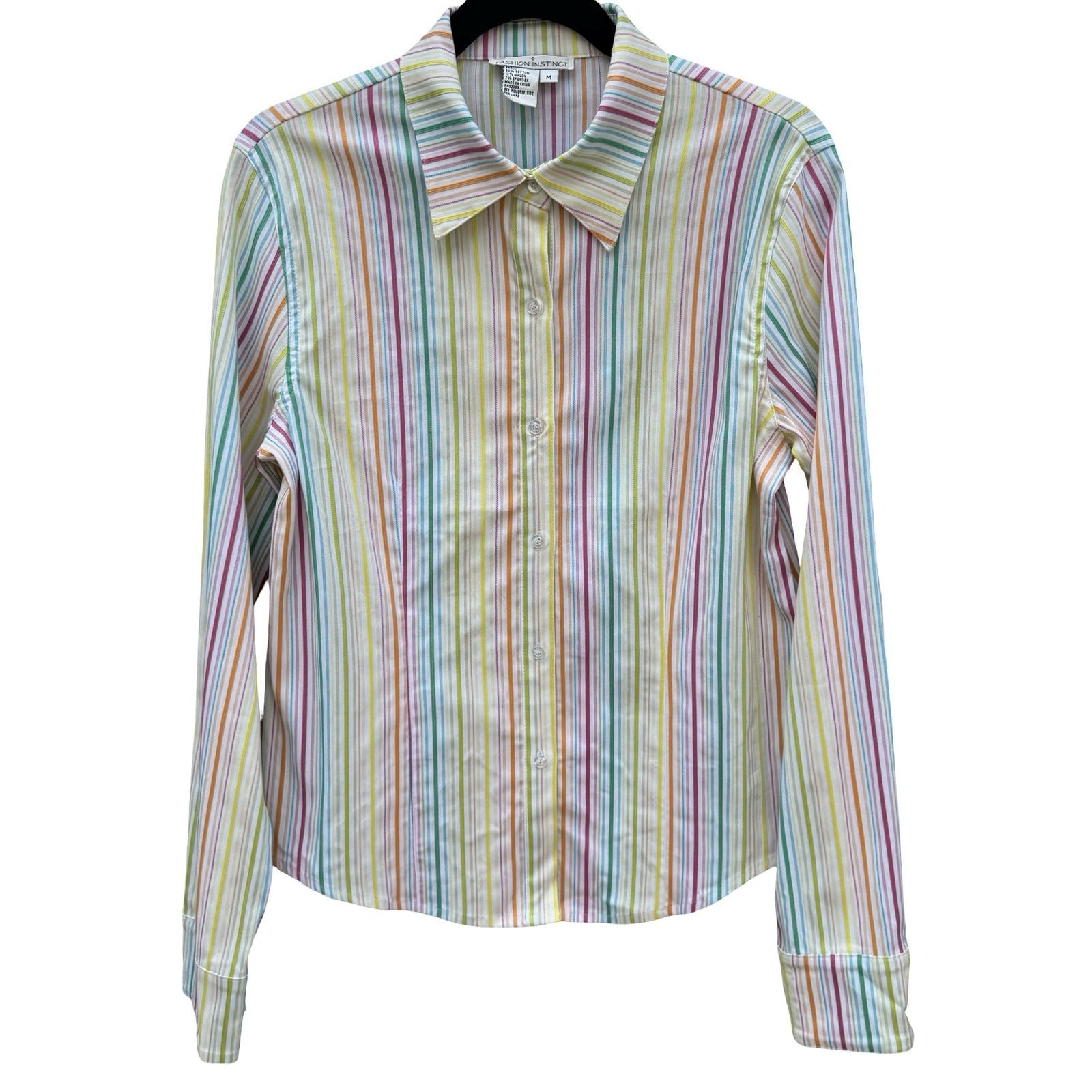 Fashion Instinct Womens Multicolor Striped Button Down Shirt KP-305 New Size M