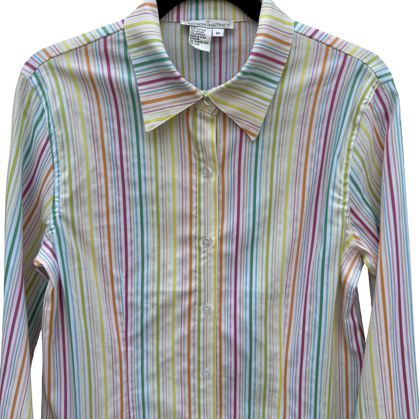 Fashion Instinct Womens Multicolor Striped Button Down Shirt KP-305 New Size M