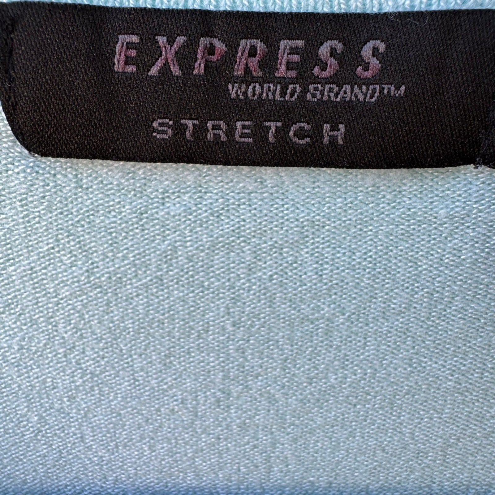 Express Y2K Pastel Blue Coastal Preppy Deep V-Neck Cap Sleeve Stretch Knit Top S