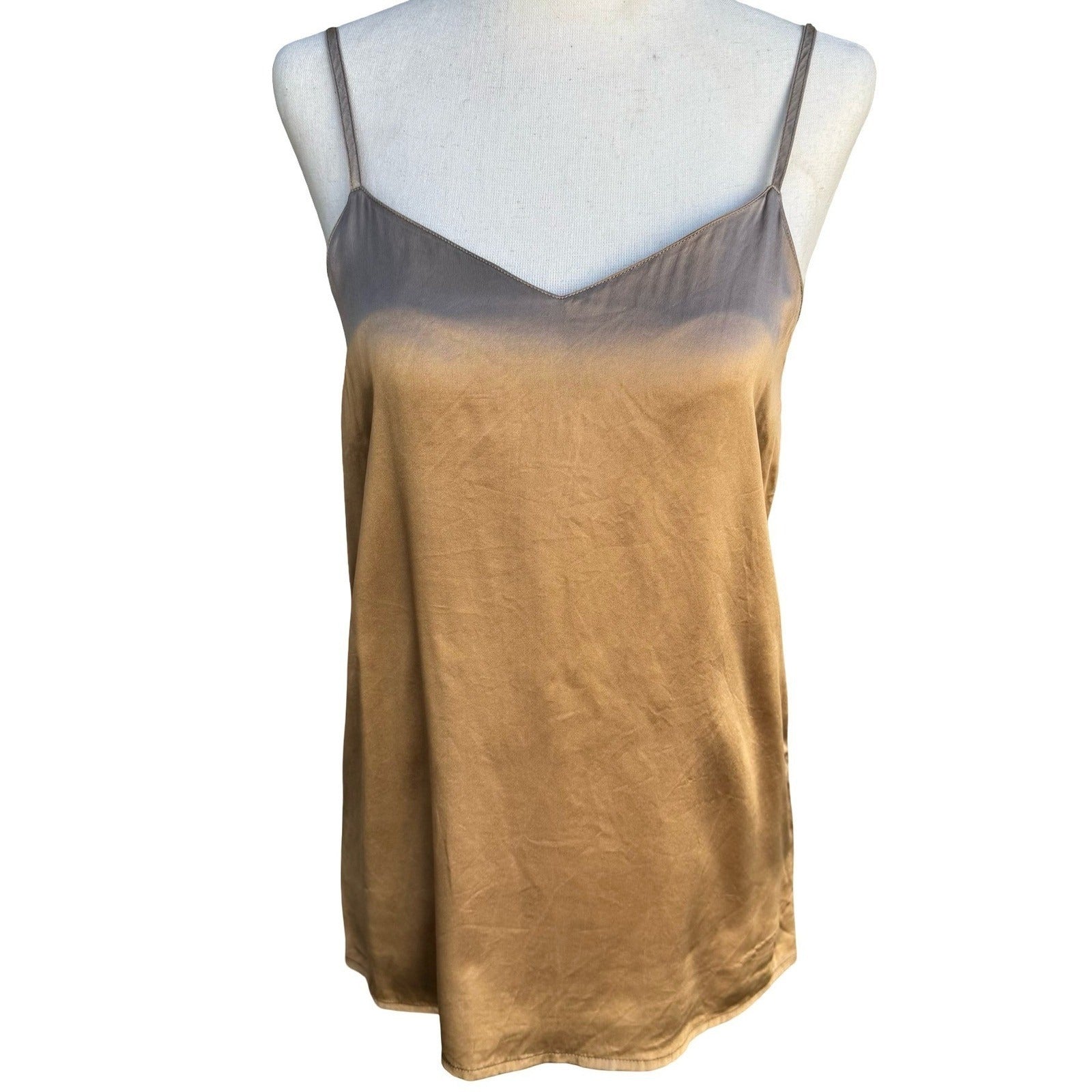 Andrea Jovine Vintage 90s Y2K Womens Bronze Gold Ombre Silk Camisole Tank Top 6