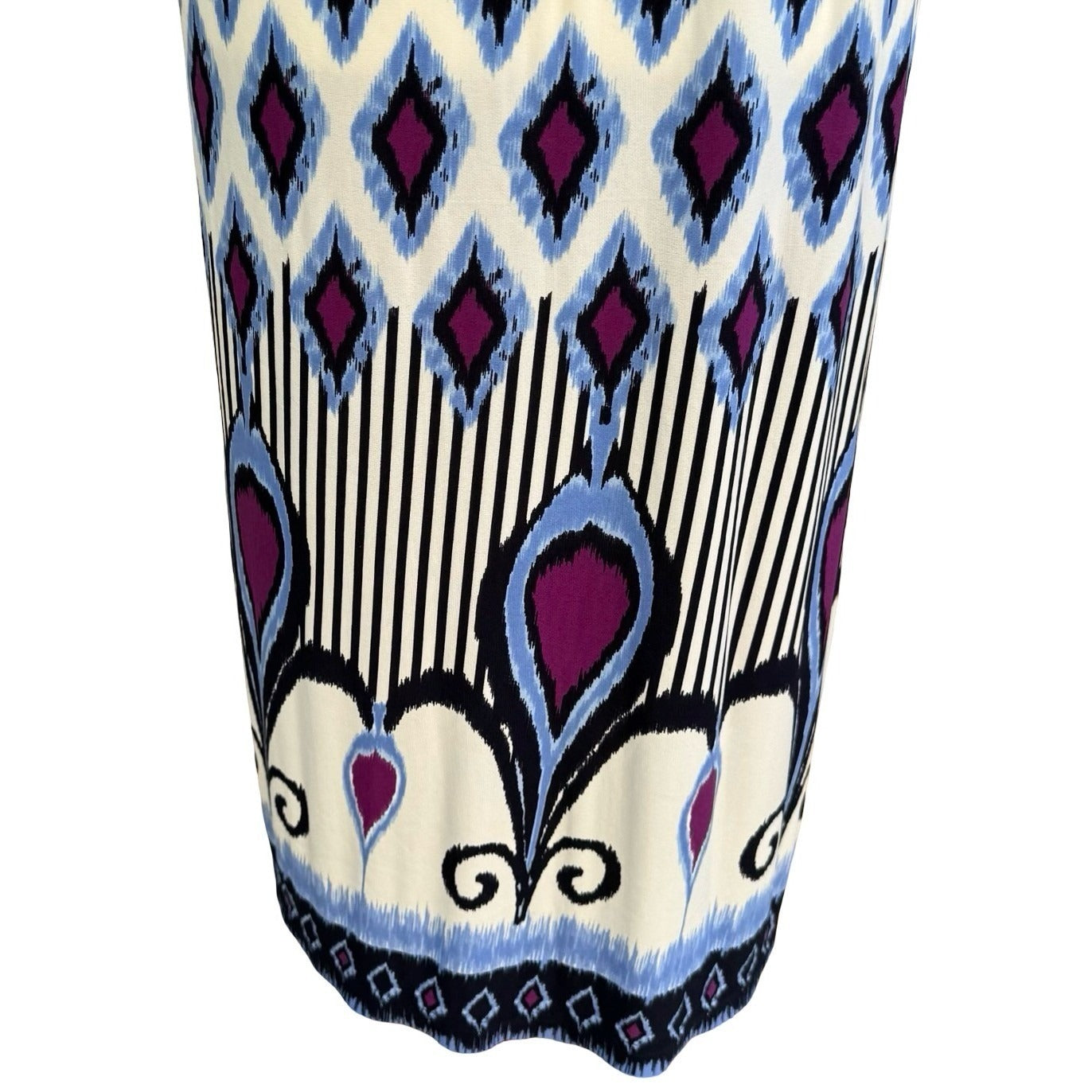 John Paul Richard Boho Art Deco Blue Ikat Diamond Print Sleeveless Midi Dress L
