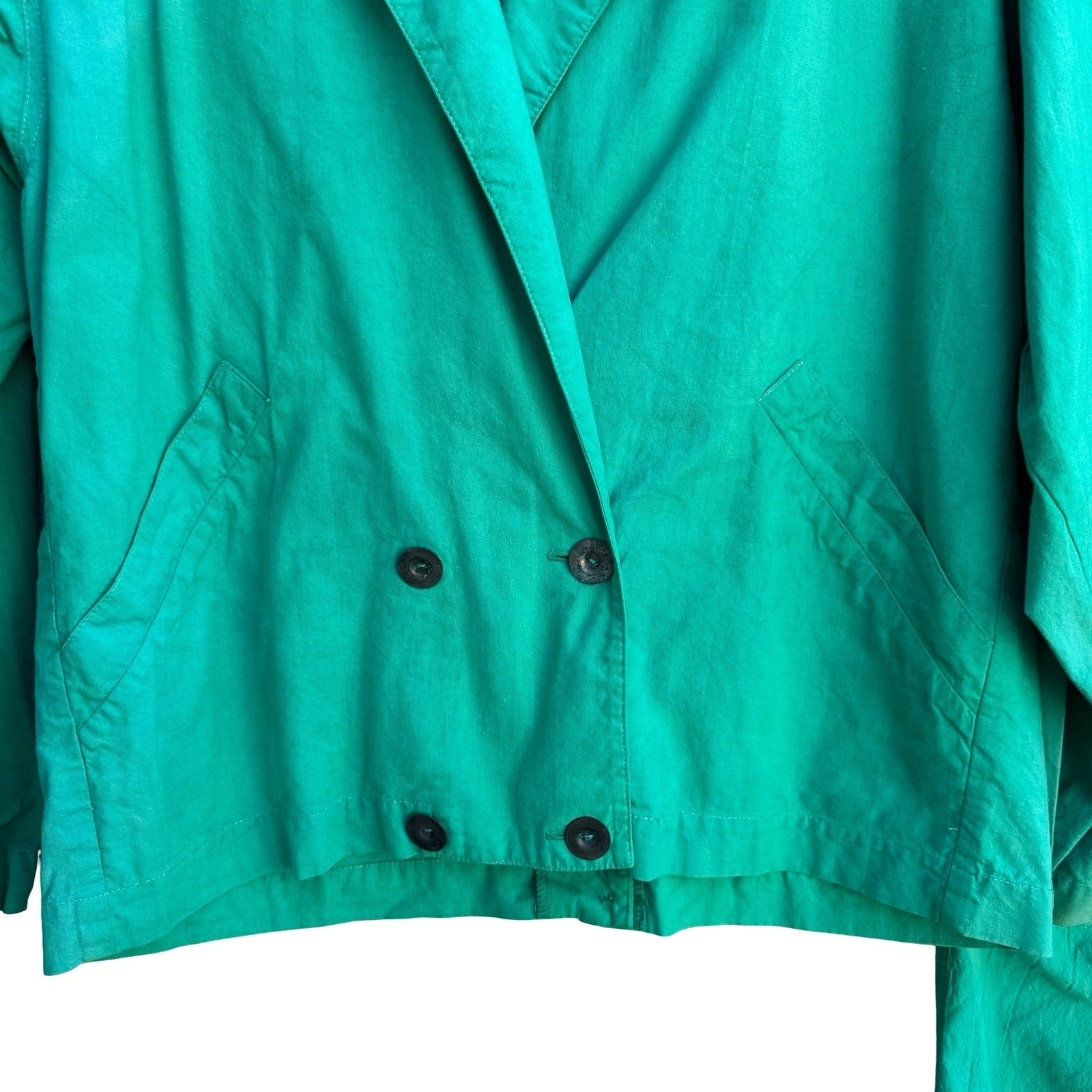 Vintage 80s Emerald Green 2 Piece Blazer Tapered Pants Set Textured Suit L/XL