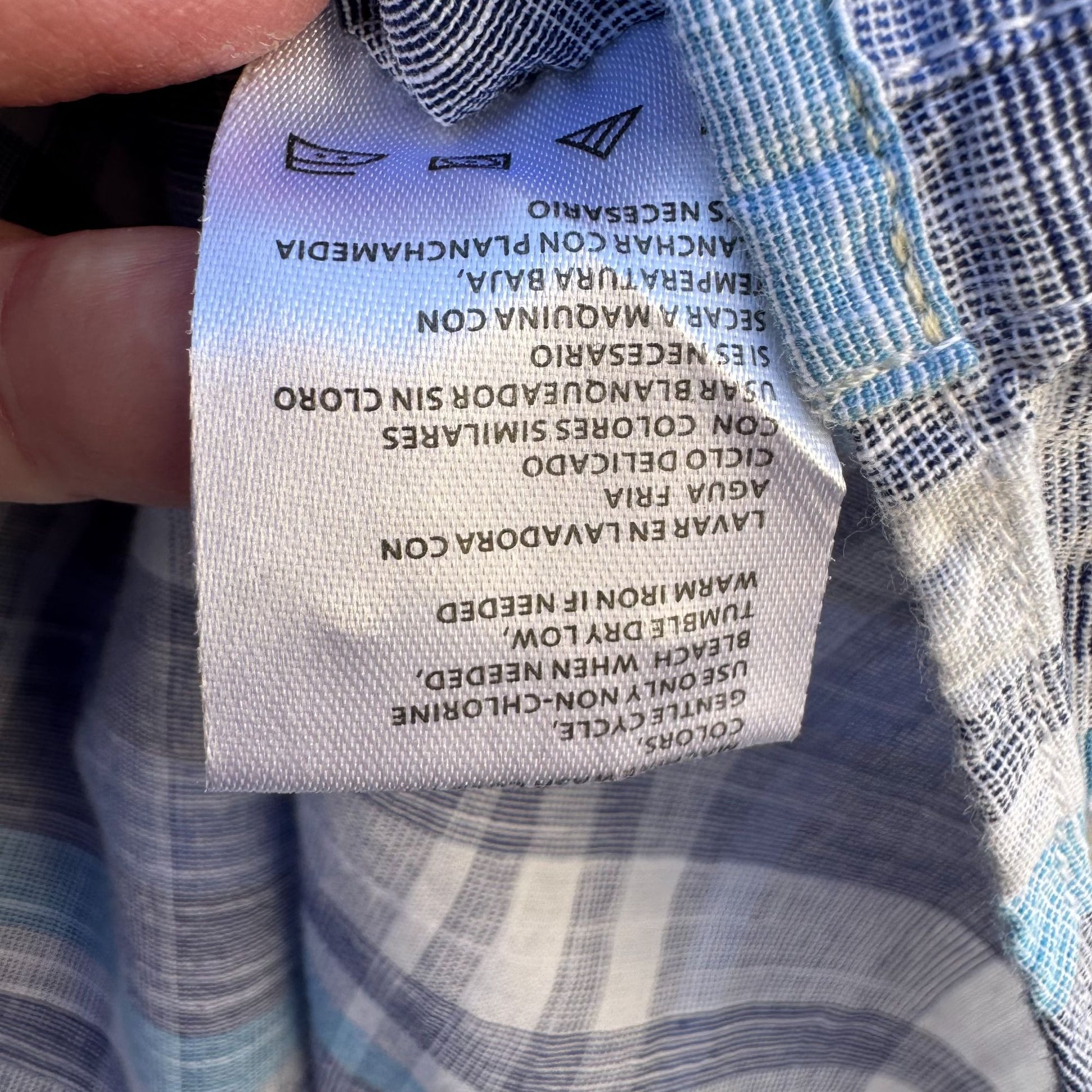 Weatherproof Vintage Mens Blue Plaid Button Collar Short Sleeve Casual Shirt M