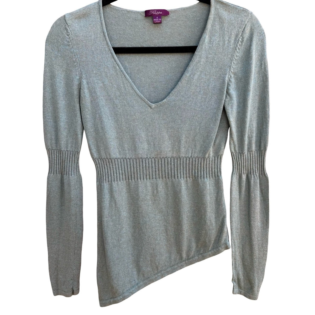 Filippa Y2K Mermaidcore Fairycore Whimsigoth Boho Asymmetric Hem Knit Sweater S