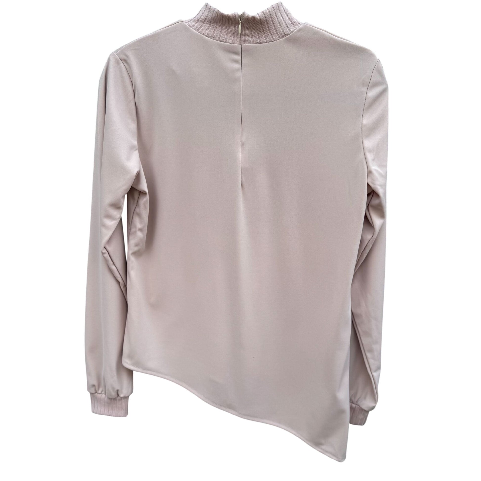 Kathy Levine Vintage 70s Pale Pink Ribbed Mock Neck Asymmetrical Hem Top Women S