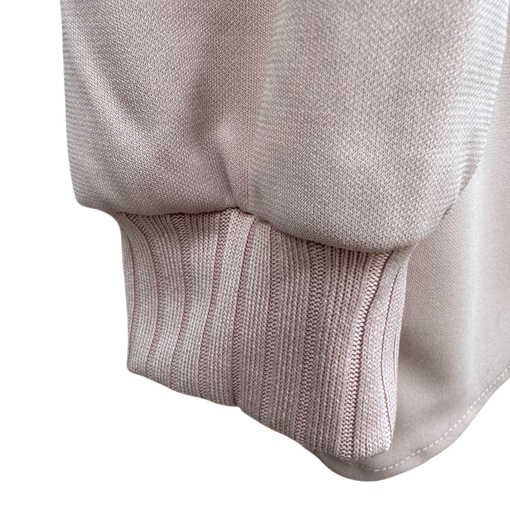 Kathy Levine Vintage 70s Pale Pink Ribbed Mock Neck Asymmetrical Hem Top Women S