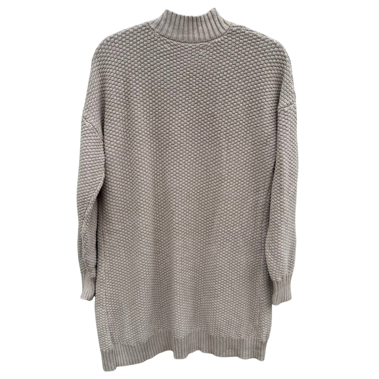 Max Studio Womens Tan Beige Textured Popcorn Knit Open Front Longline Cardigan L