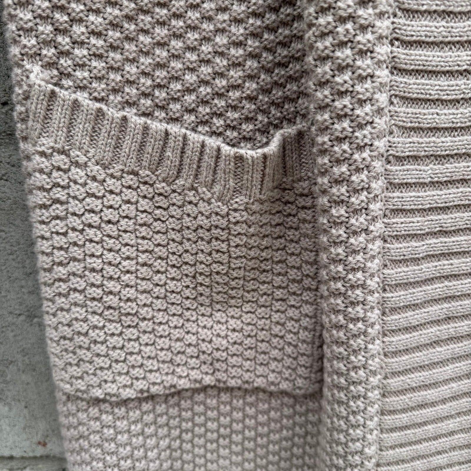 Max Studio Womens Tan Beige Textured Popcorn Knit Open Front Longline Cardigan L