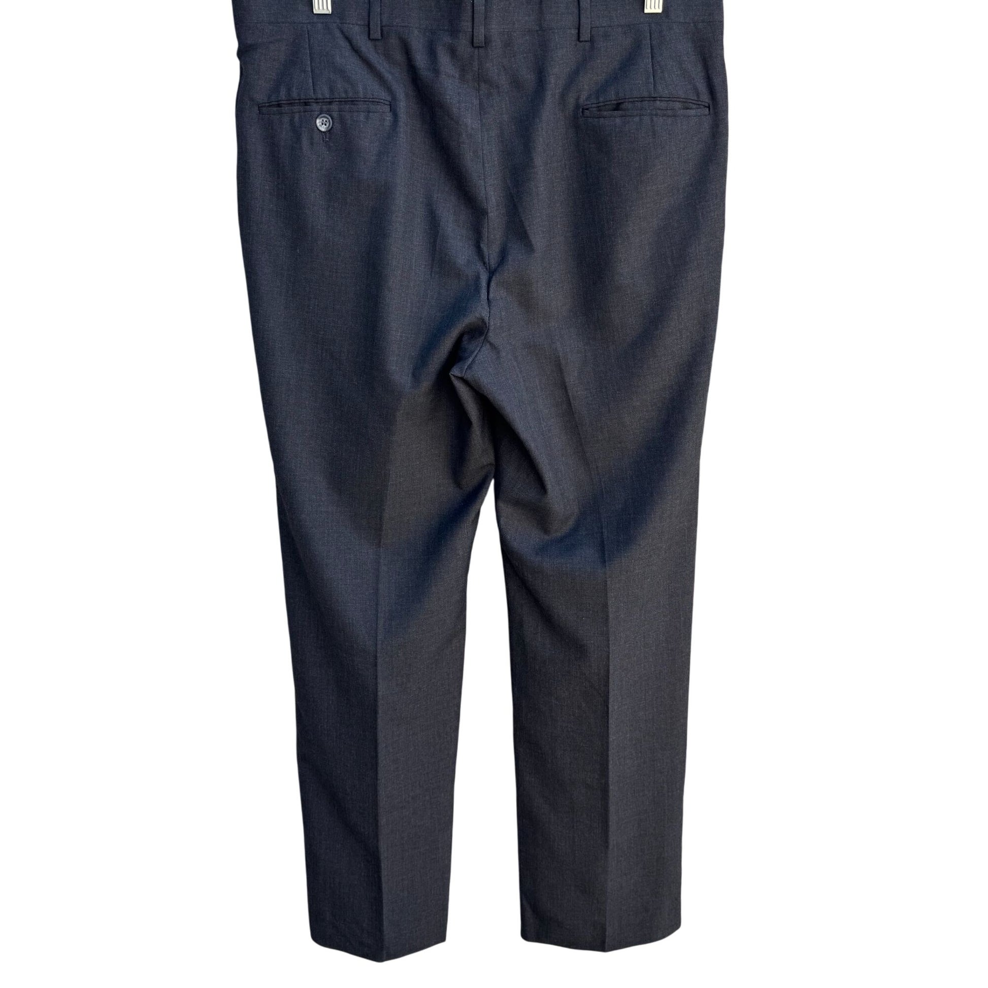 Hart Schaffner & Marx Viracle Vintage Gray Wool Mens Flat Front Dress Pant 38x32