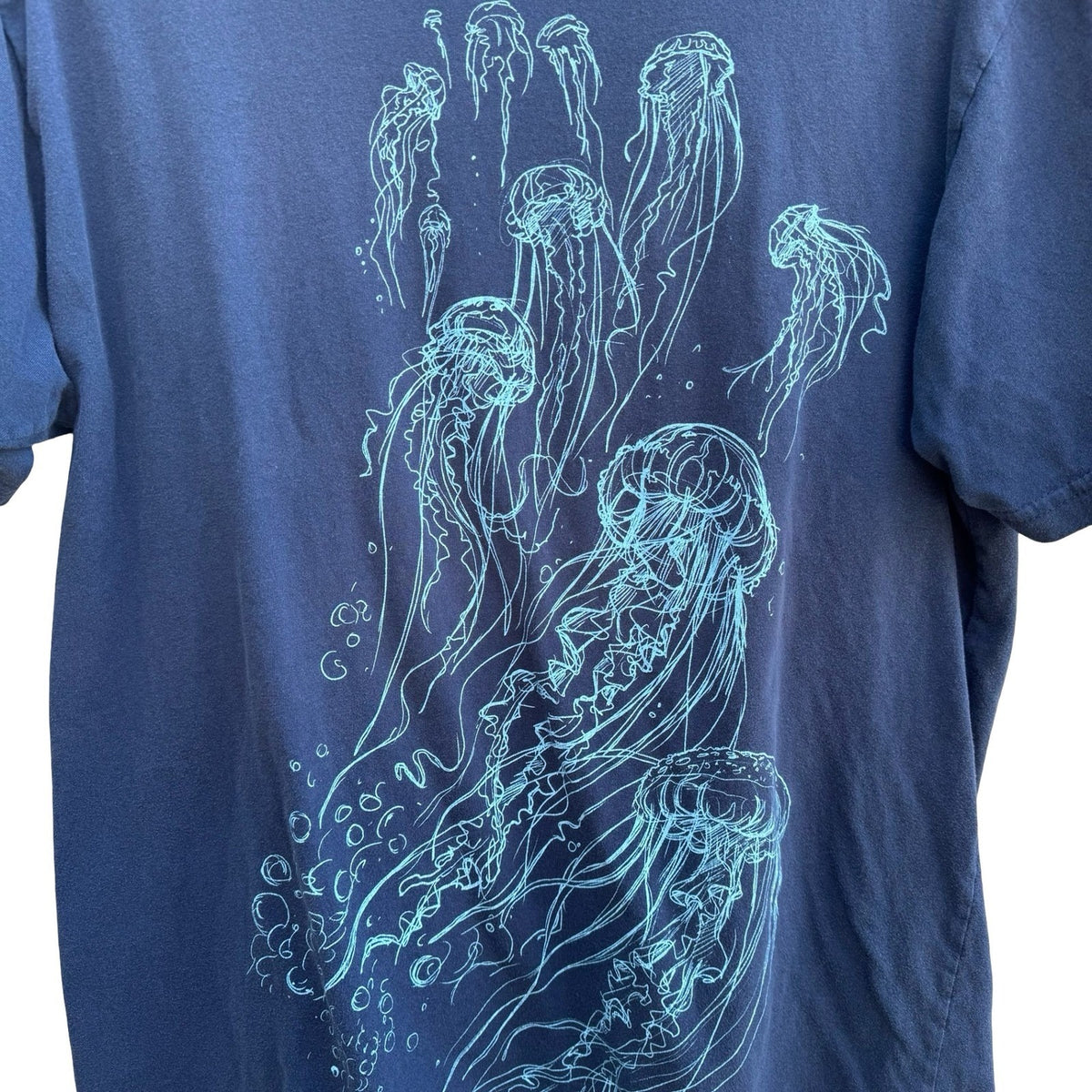 Coastal Classics Jellyfish Graphic Coastal Nautical Shirt Navy Mens L Streetwear