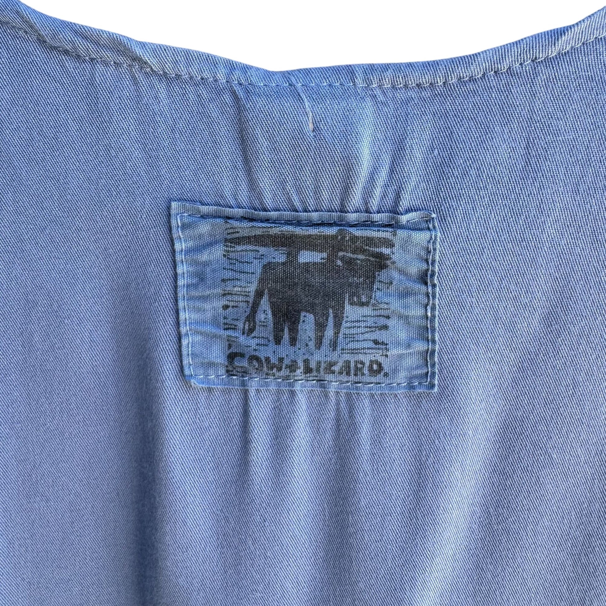 Cow & Lizard Womens Sleeveless Blue Ruffled Hem Cotton Tensil Tank Top Shirt M