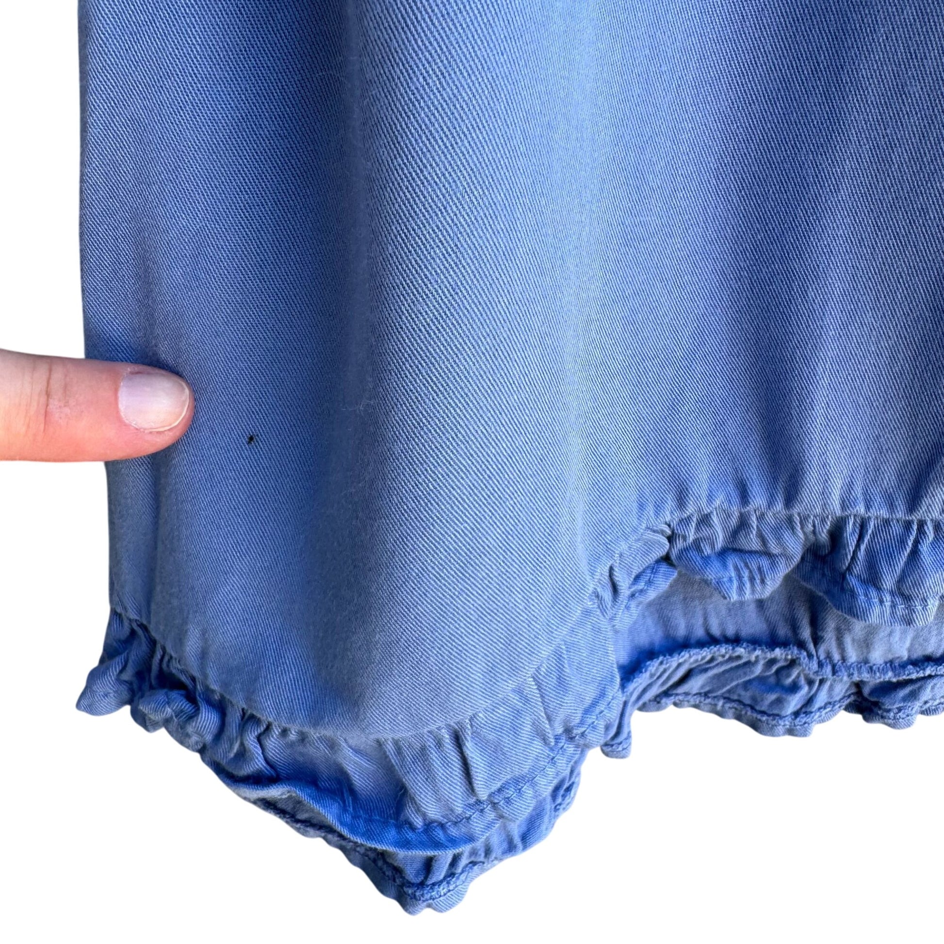 Cow & Lizard Womens Sleeveless Blue Ruffled Hem Cotton Tensil Tank Top Shirt M