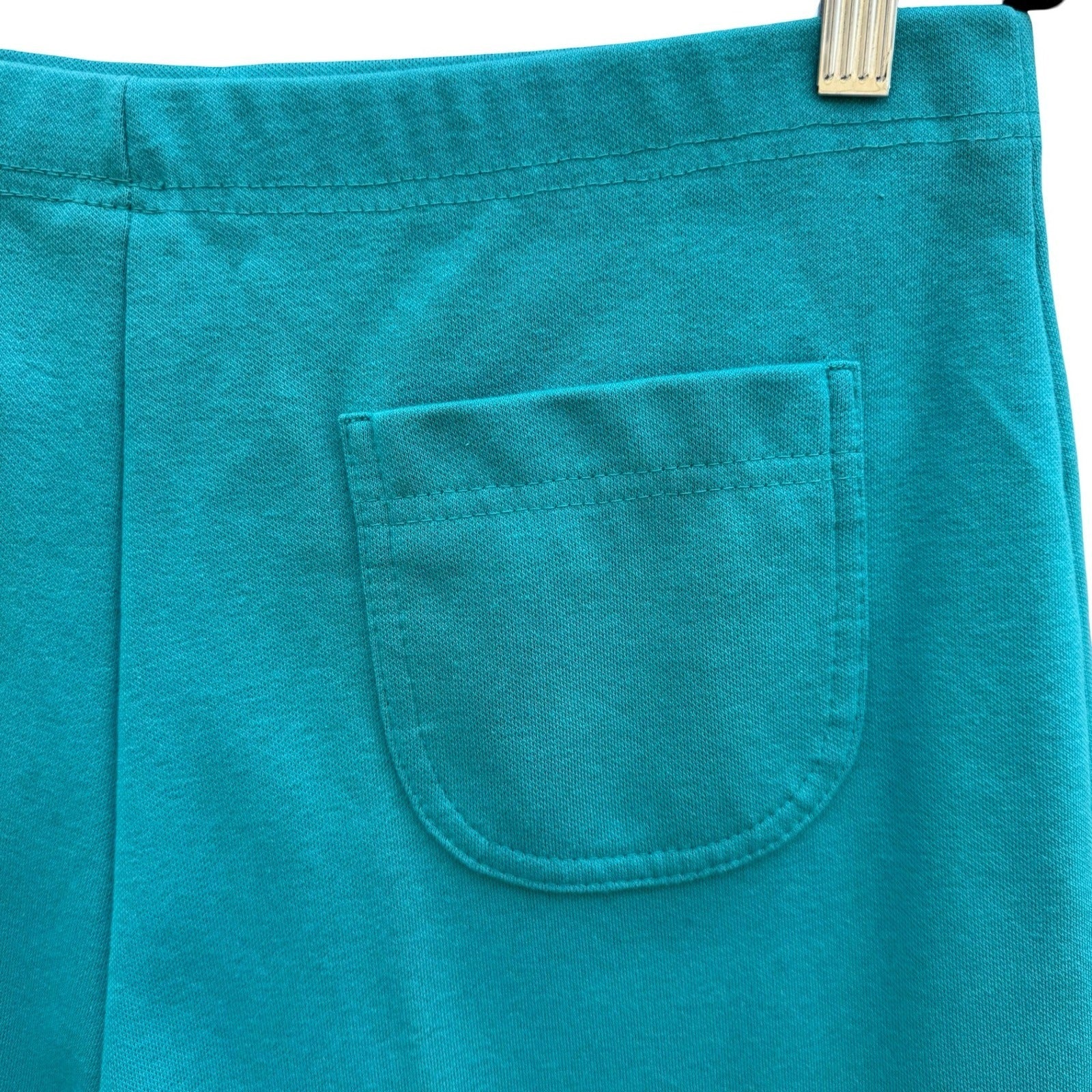 Jantzen Vintage 70s 80s Teal High Waisted Knit Retro Gym Shorts USA 14 Beach Mod