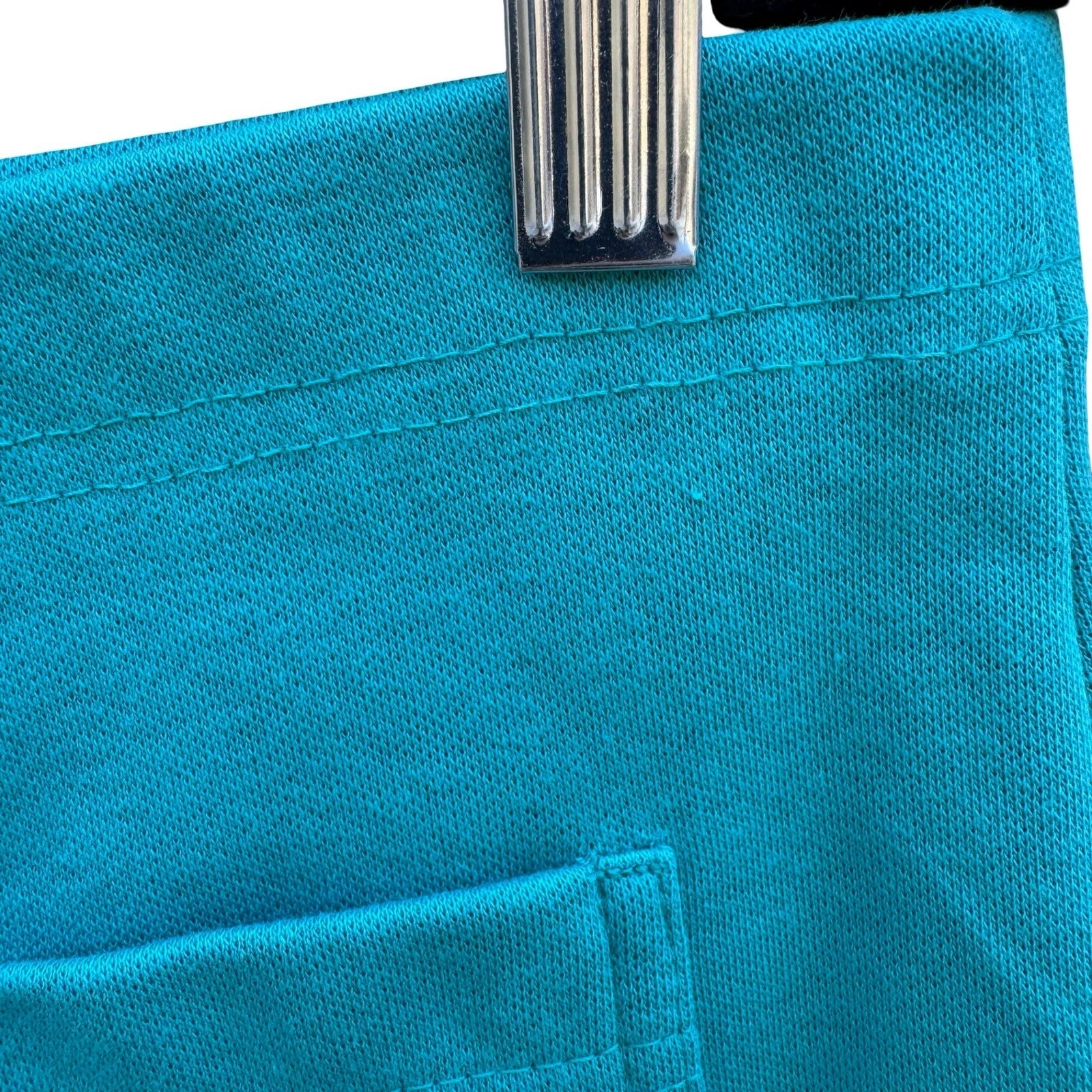 Jantzen Vintage 70s 80s Teal High Waisted Knit Retro Gym Shorts USA 14 Beach Mod