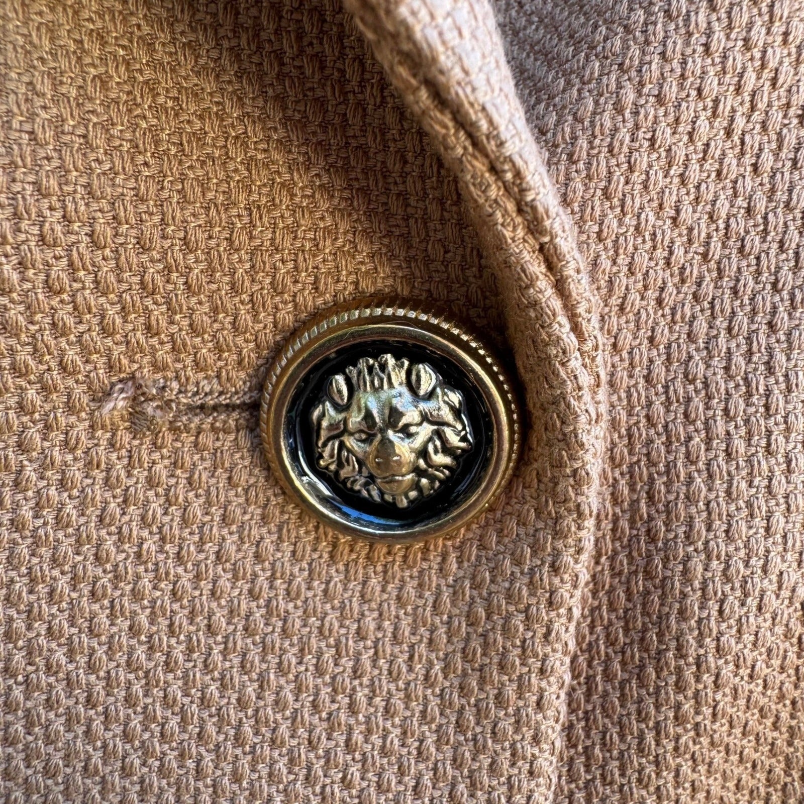 Zara Preppy Tailored Professional Double Breasted Textured Blazer Lion Buttons S