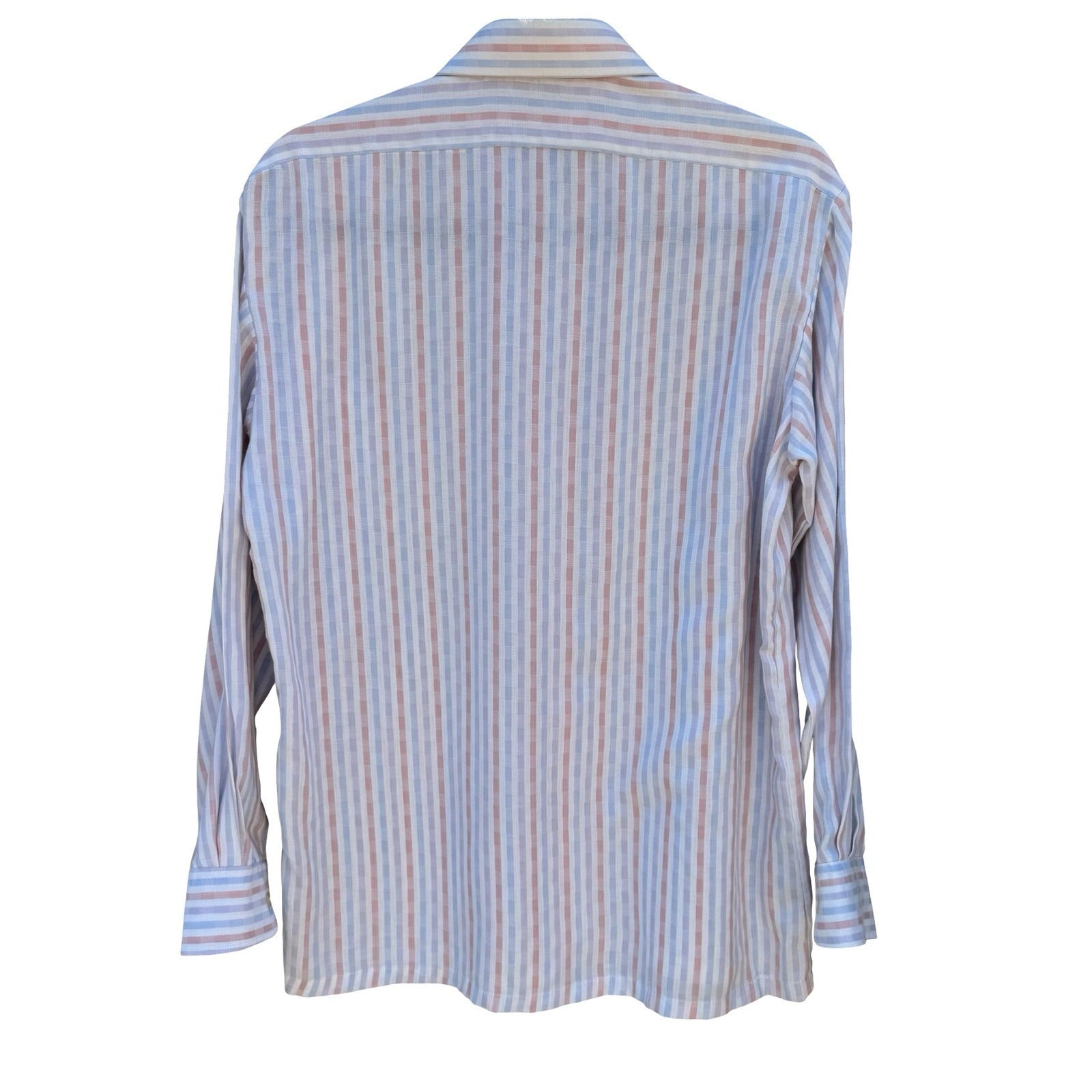 Vintage SDD Shindaedo Co Mens Striped Seersucker Button Down Shirt Blue Pink L