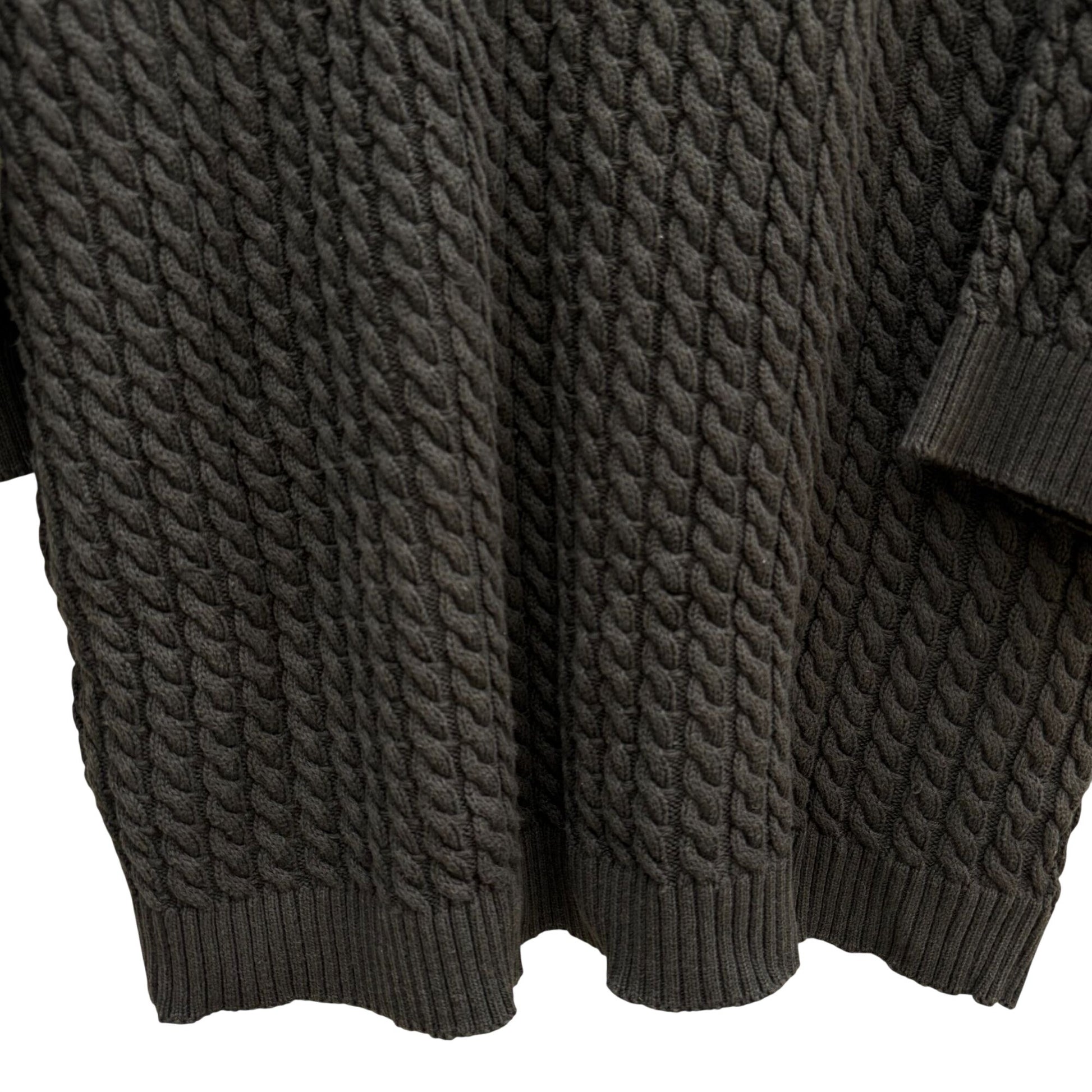 Joan Vass USA Vintage Womens Black Cable Knit V-Neck Sweater Cotton Lagenlook 2