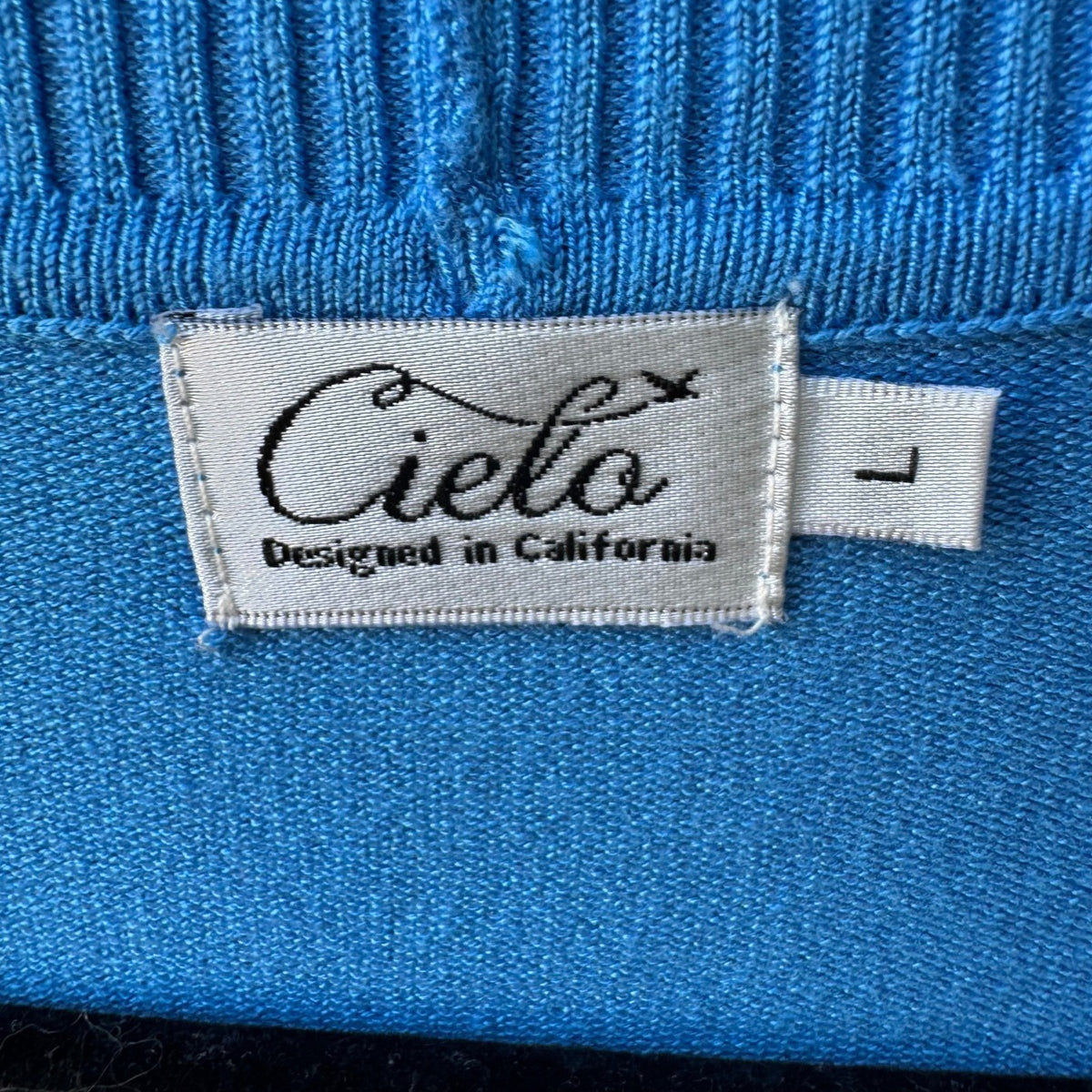 Cielo Coastal Layering Minimalist Ribbed Trim Open Front Pocket Cardigan Blue L