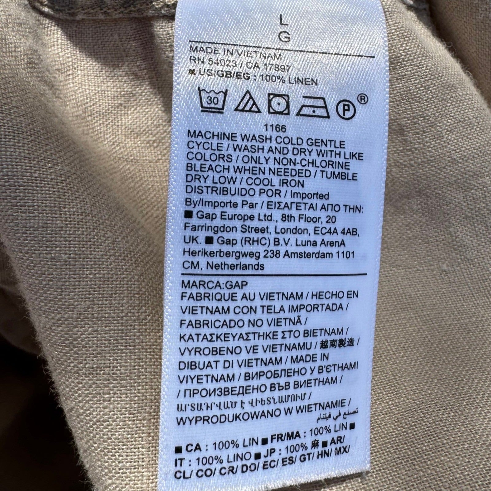 GAP Vintage 90s Linen Boyfriend Shirt Tan Womens L Layering Minimalist Coastal