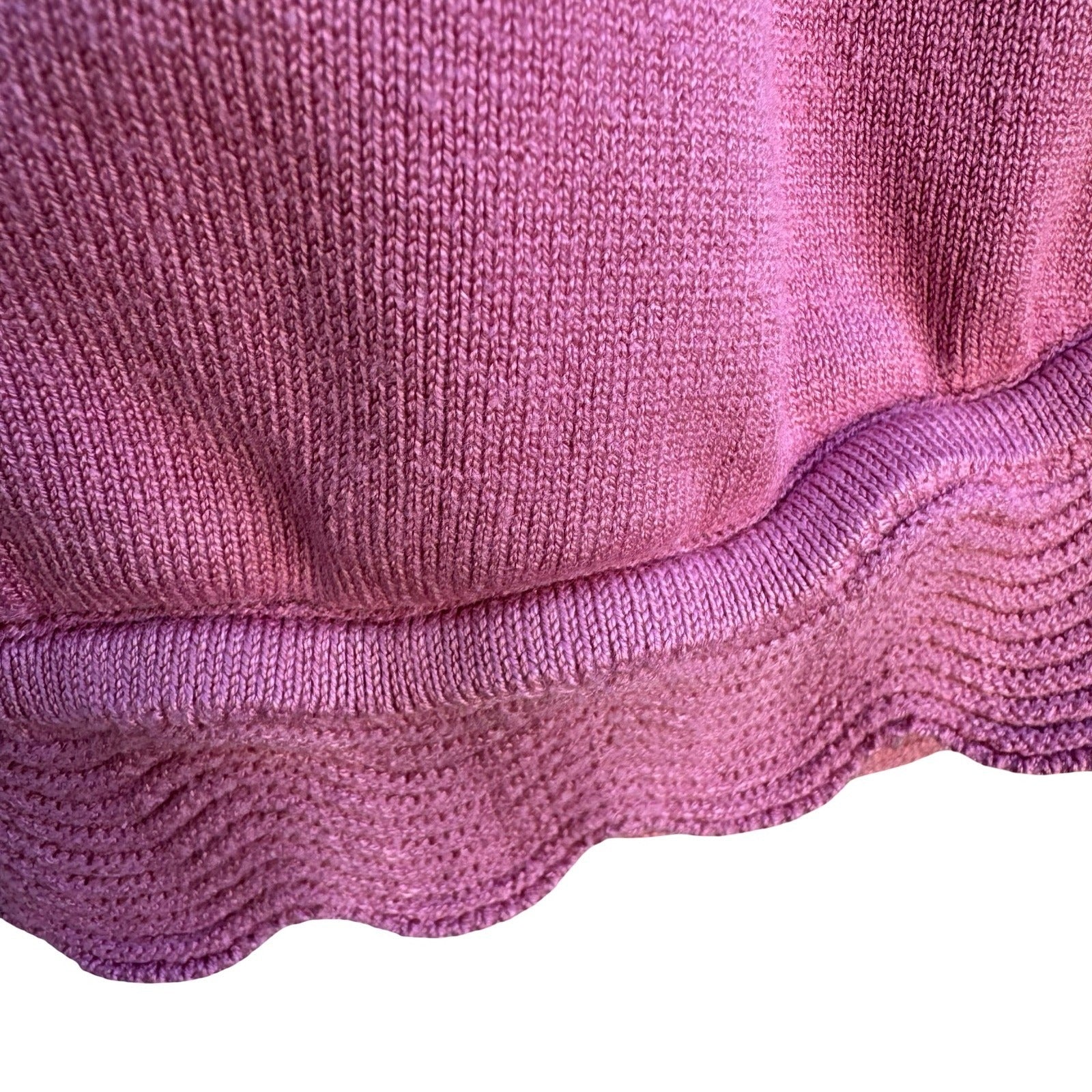 89th & Madison Pink Open Front Cardigan Scalloped Trim Knit Sweater Coquette