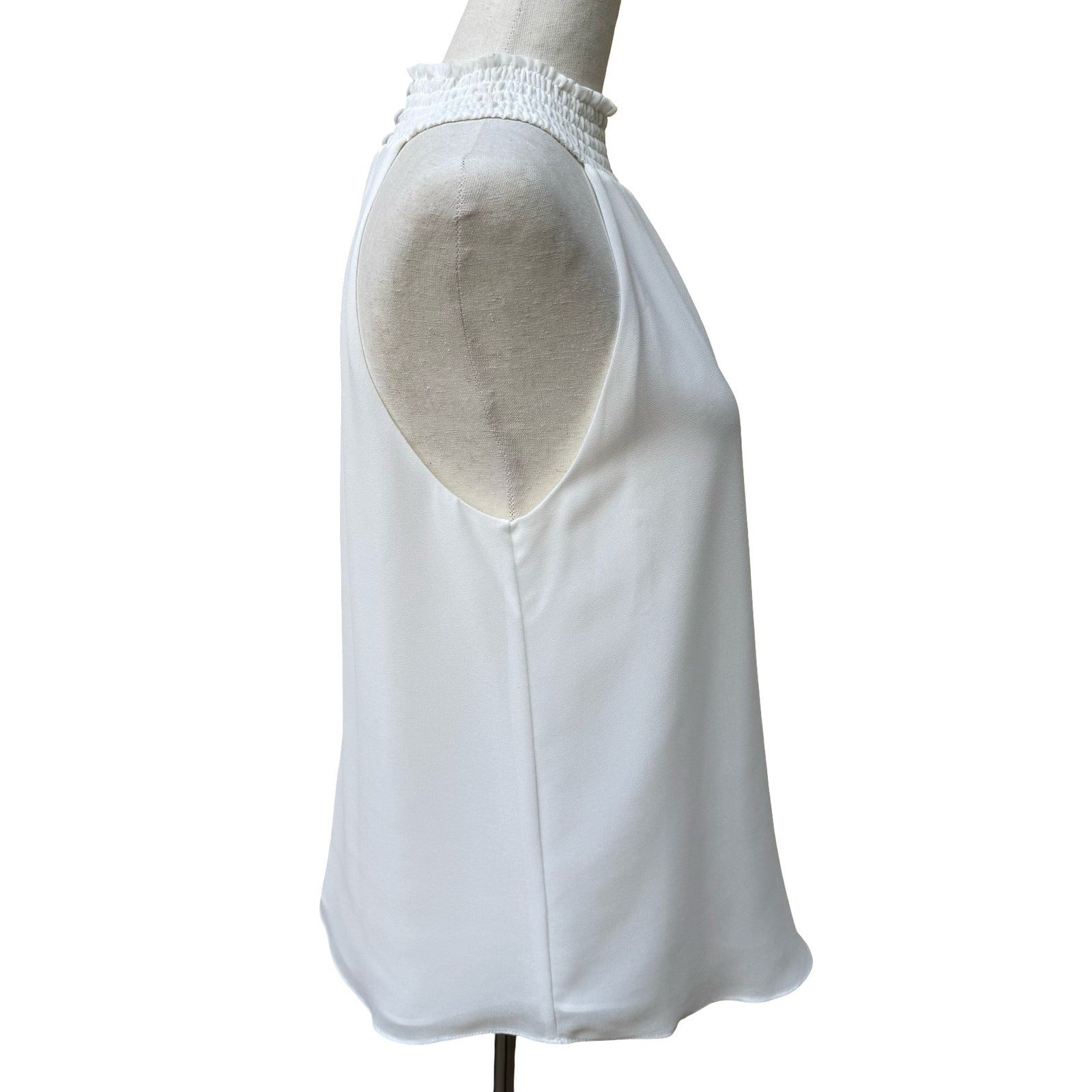 Naked Zebra Minimalist Coquette Smocked High Neck Halter Top Keyhole Sleeveless