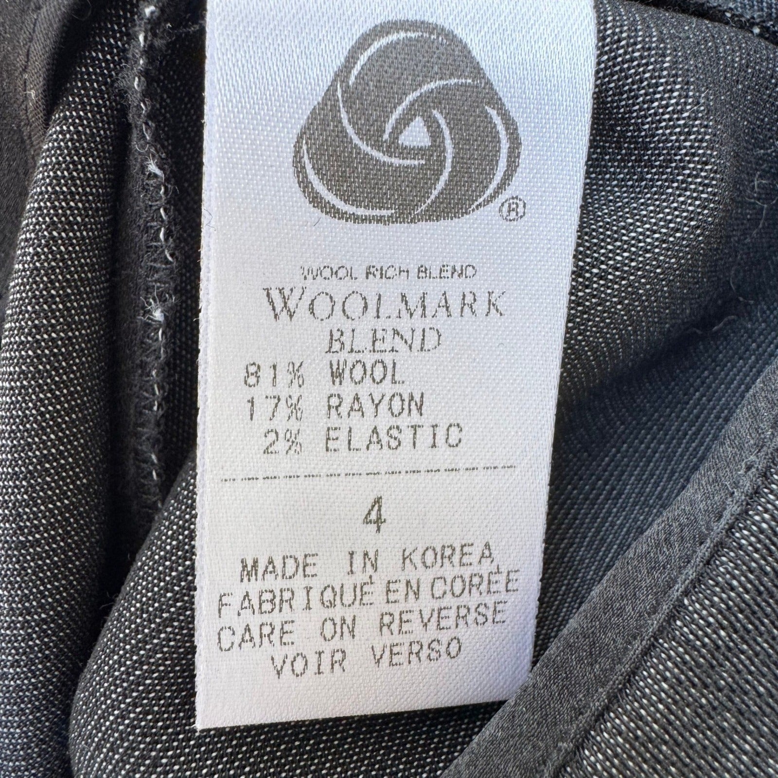 Tahari Y2K Minimalist Quiet Luxury Wool Blend Asymmetric Ruffle Hem Skirt Grey 4
